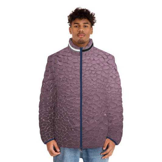 Textured Mauve Puffer Jacket — Men's All-Over Print... BakAbo Studio BKS bakabo.club