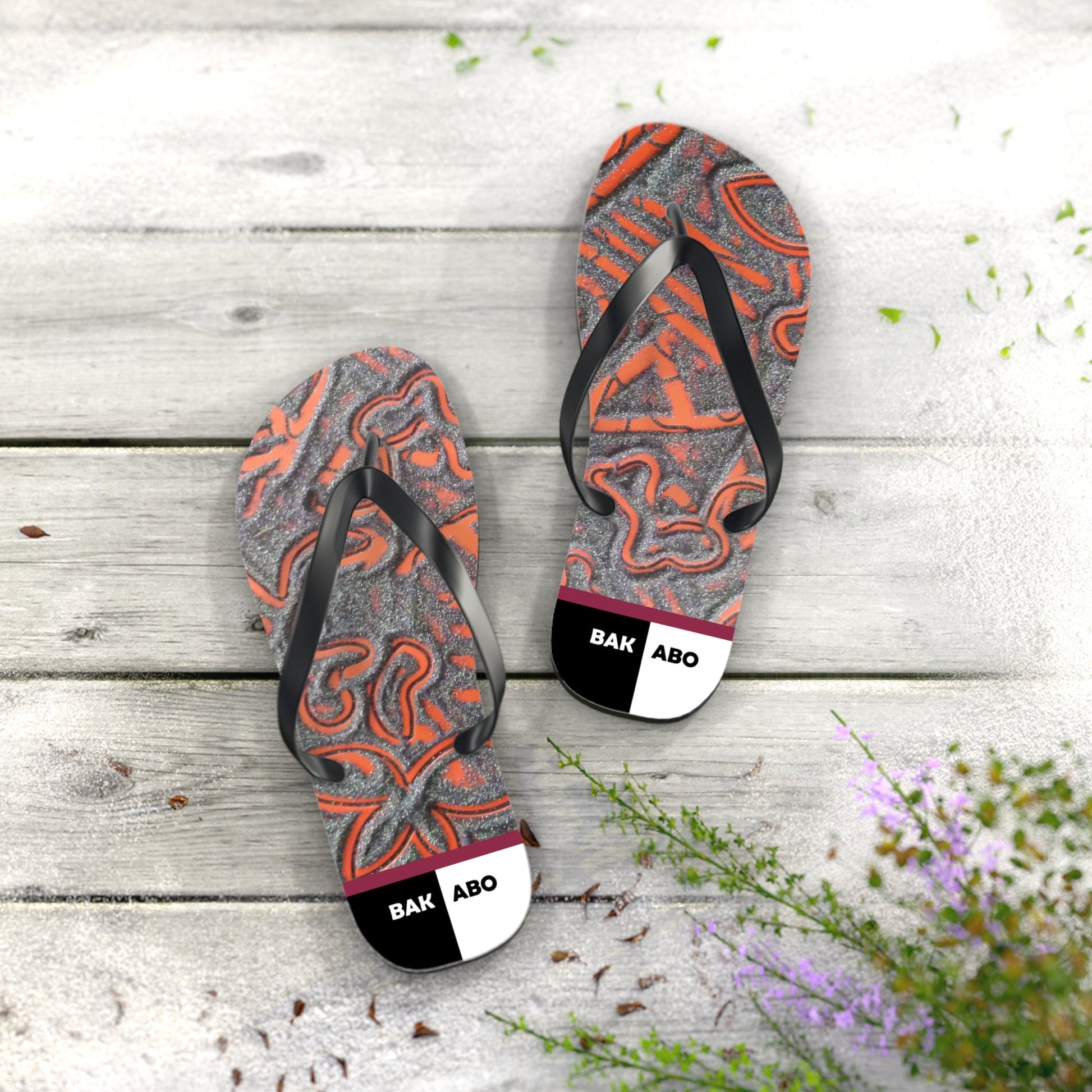 Abstract Coral Pattern Flip Flops — Artistic Summer Beach Sandals Printify bakabo.club