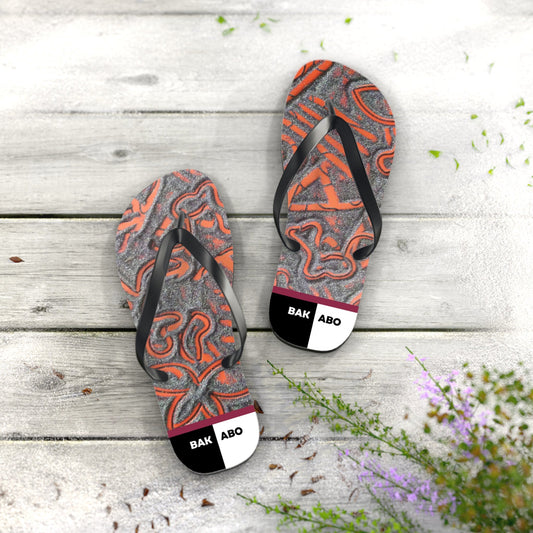 Abstract Coral Pattern Flip Flops — Artistic Summer Beach Sandals Printify bakabo.club