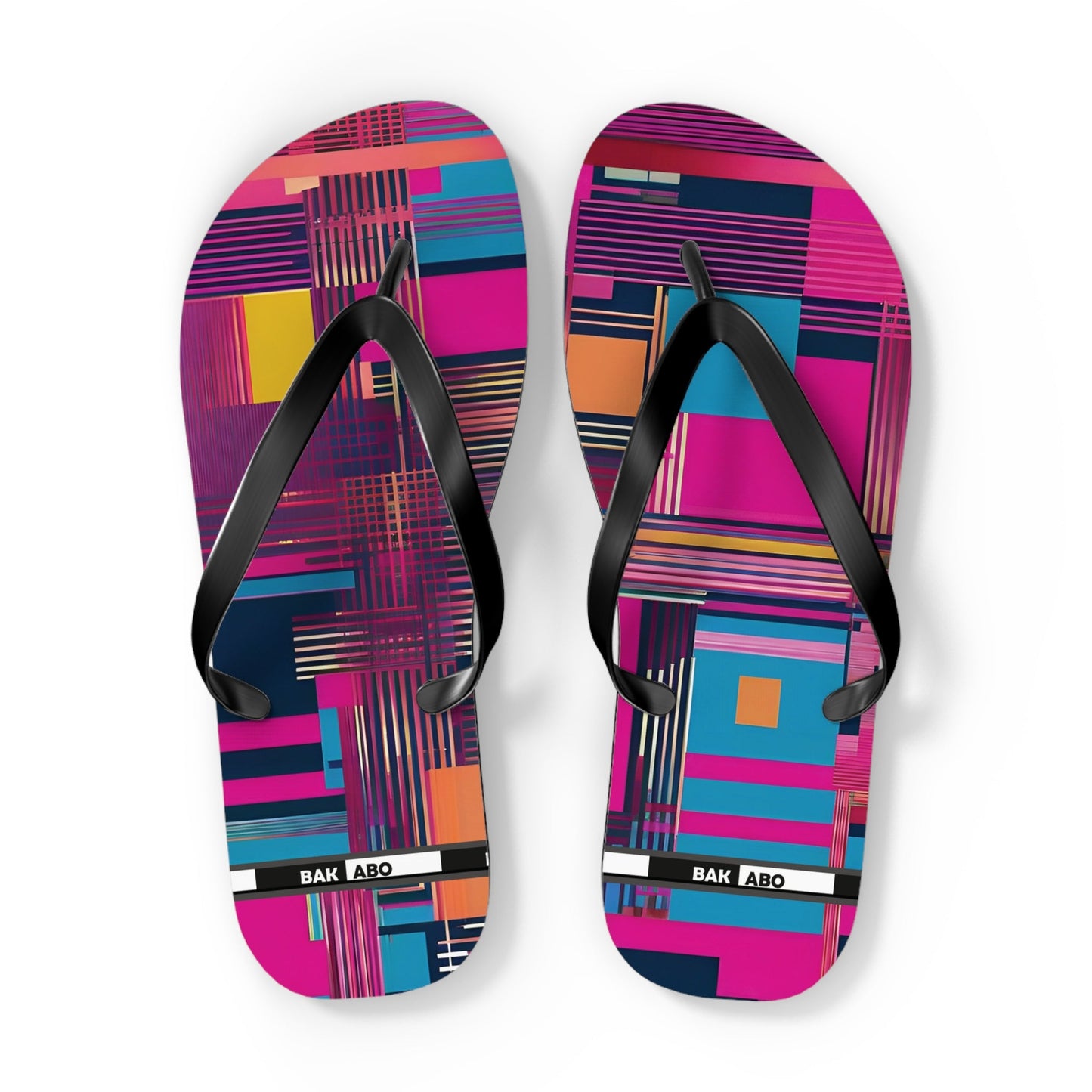 Flip Flops — Vibrant Geometric Pattern Beach Sandals Printify bakabo.club