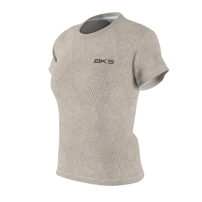 BKS Textured Geo Women's Cut & Sew Tee — Neutral All-Over Print