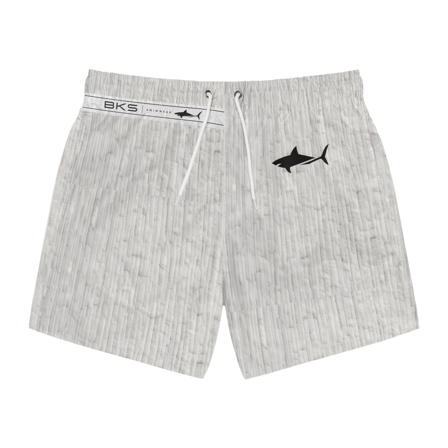 Men's Light Gray Textured Swim Trunks — Subtle Woodgrain AOP Beach Shorts Printify bakabo.club