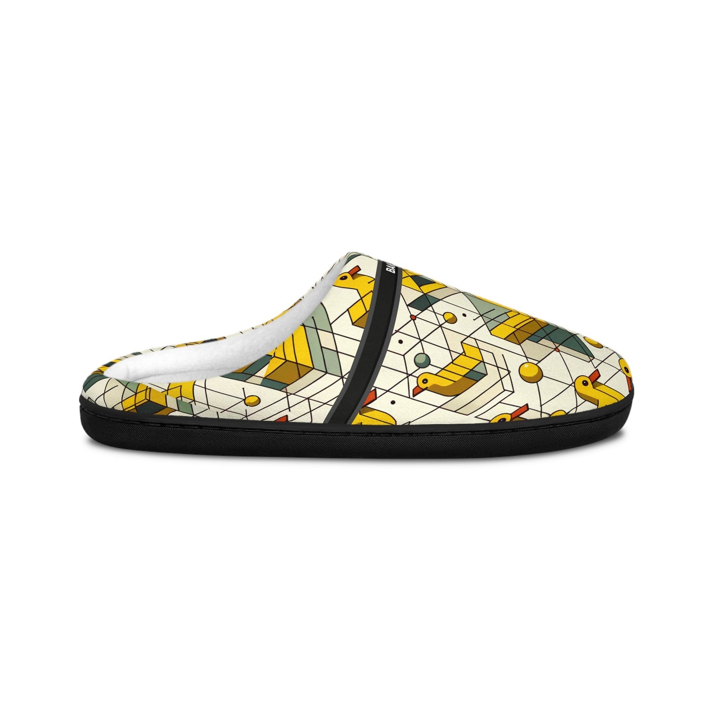 Patterned Indoor Slippers — Geometric Yellow Duck Print BakAbo Studio BKS bakabo.club