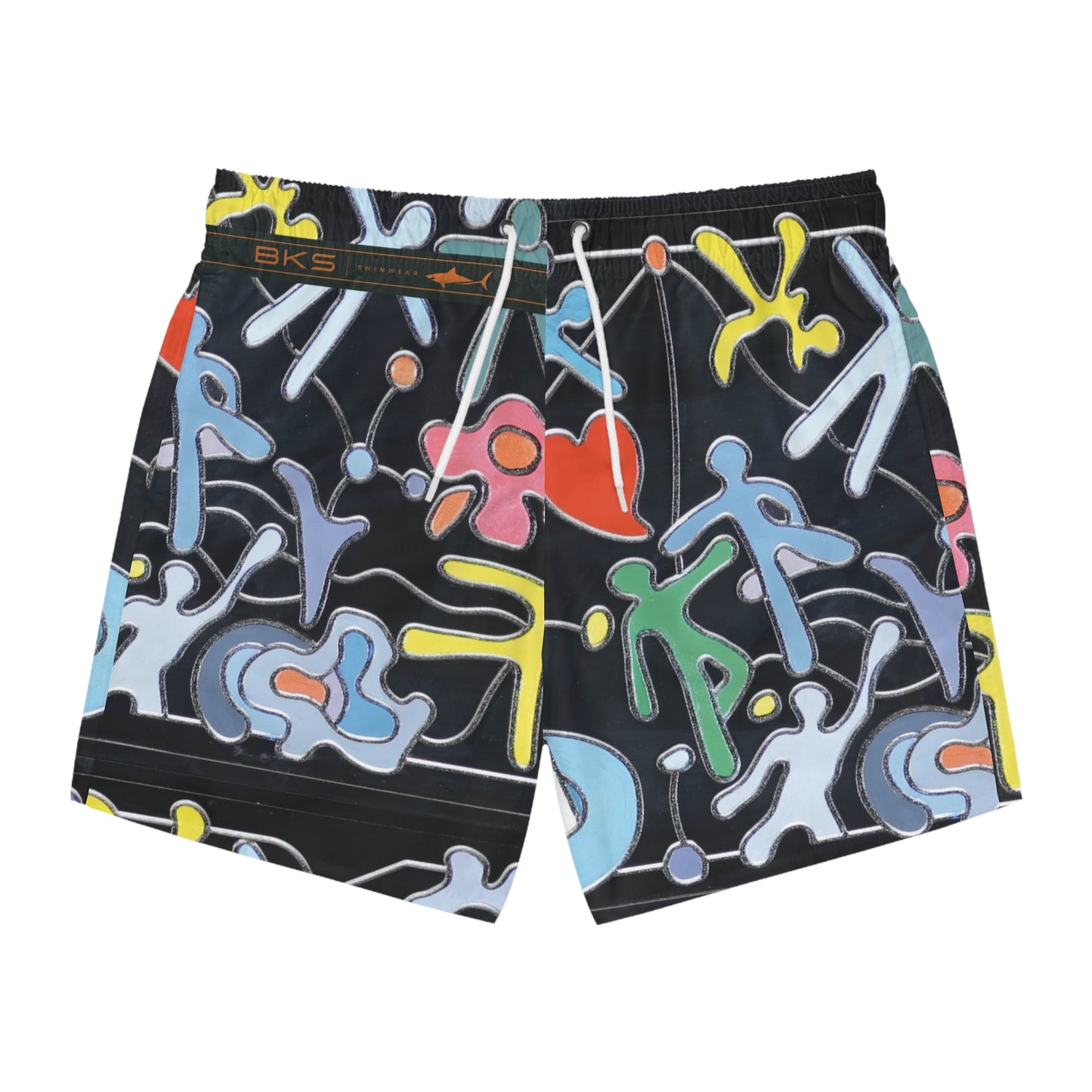 Abstract Pop Art Swim Trunks — Colorful Figurine Pattern Printify bakabo.club