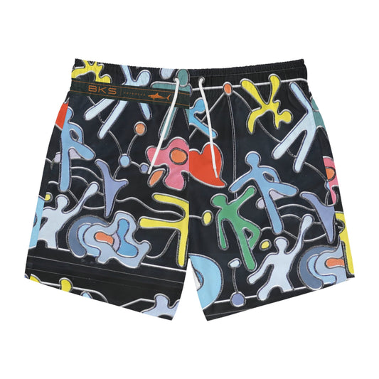 Abstract Pop Art Swim Trunks — Colorful Figurine Pattern Printify bakabo.club