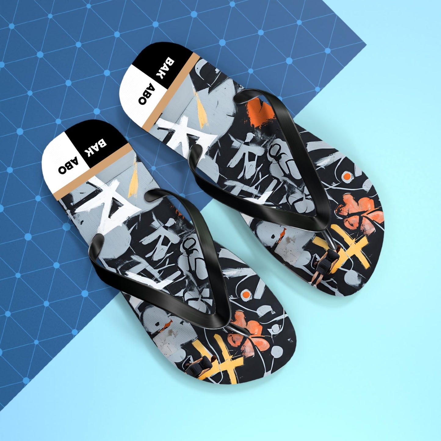 Graffiti Floral Flip Flops — Urban Art Beach Sandals Printify bakabo.club