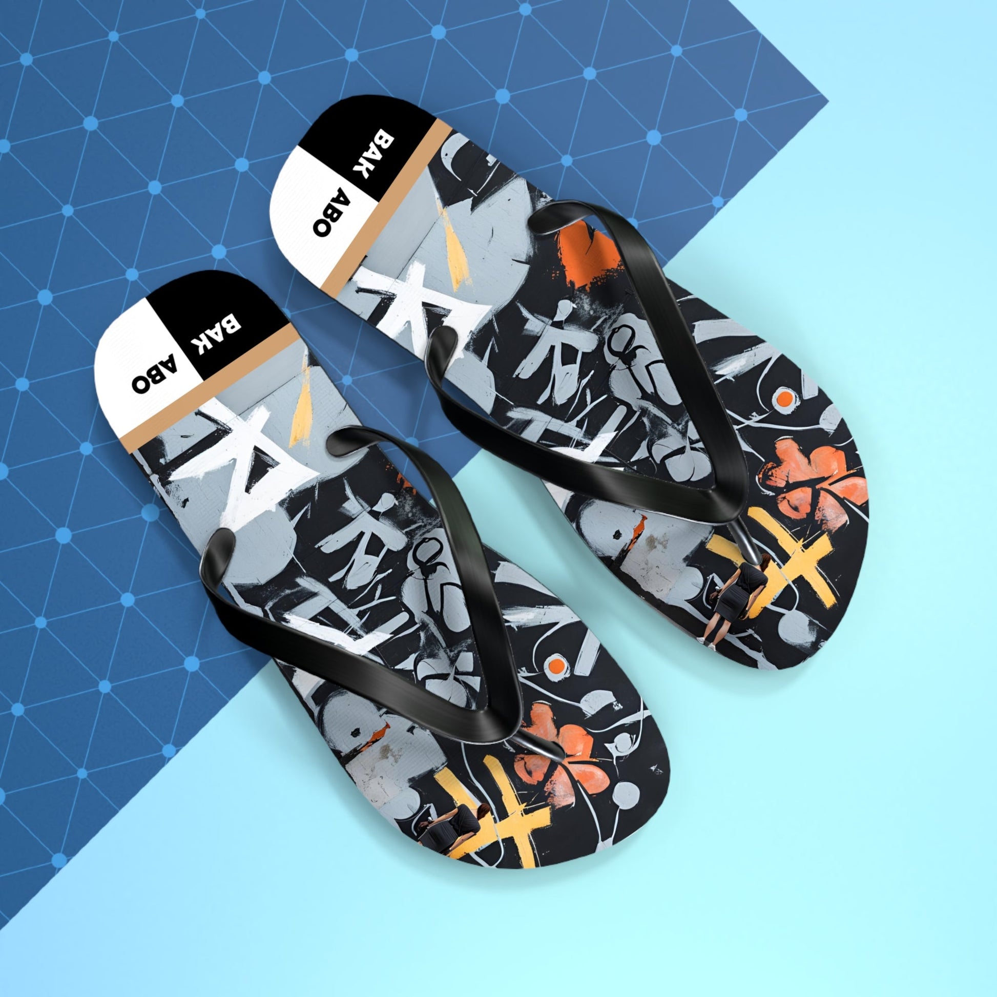 Graffiti Floral Flip Flops — Urban Art Beach Sandals Printify bakabo.club