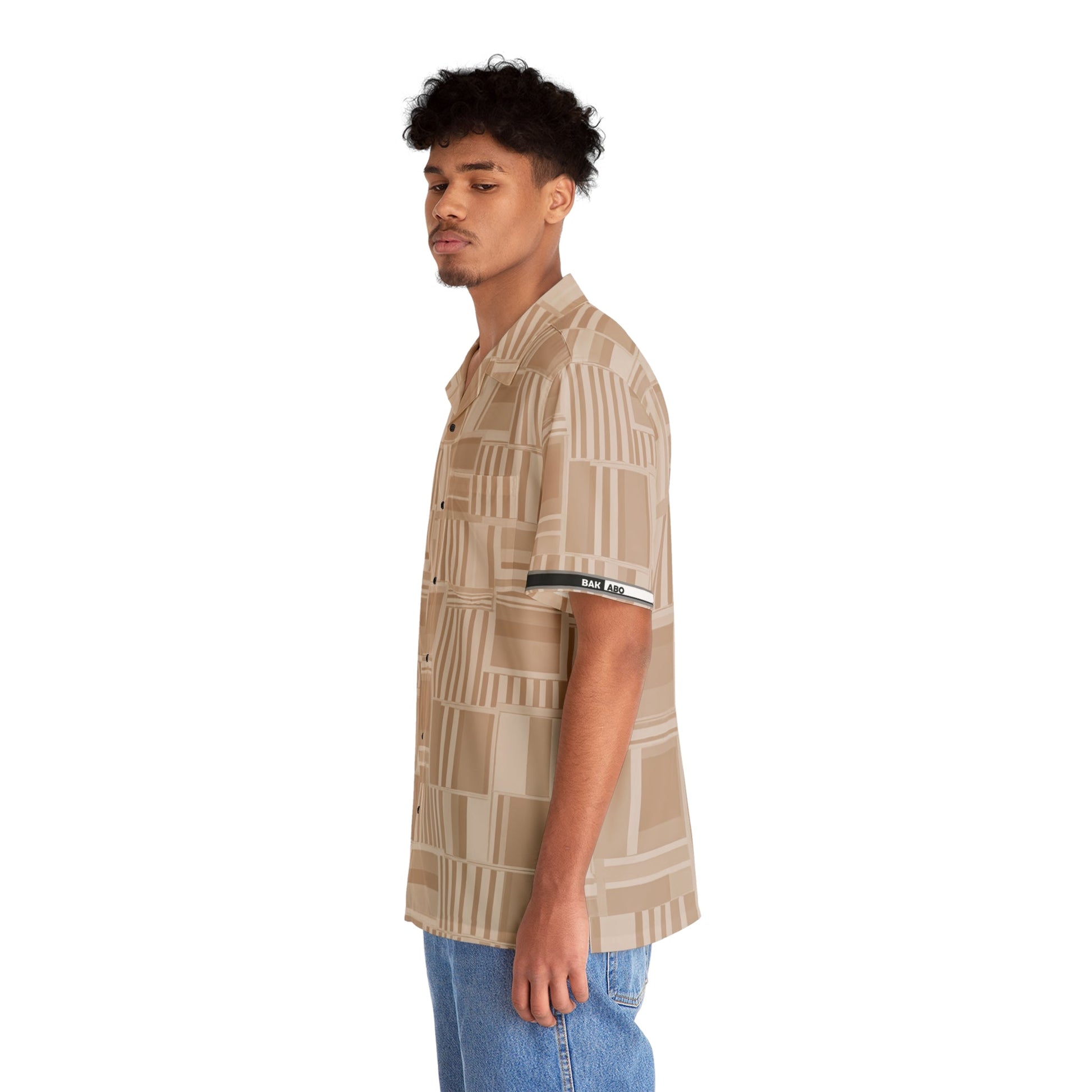 Beige Geo Patchwork Hawaiian Shirt Printify bakabo.club