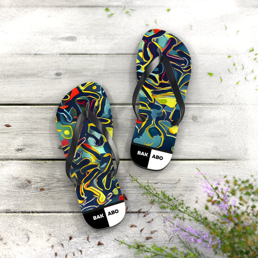 Abstract Neon Swirl Flip Flops Printify bakabo.club