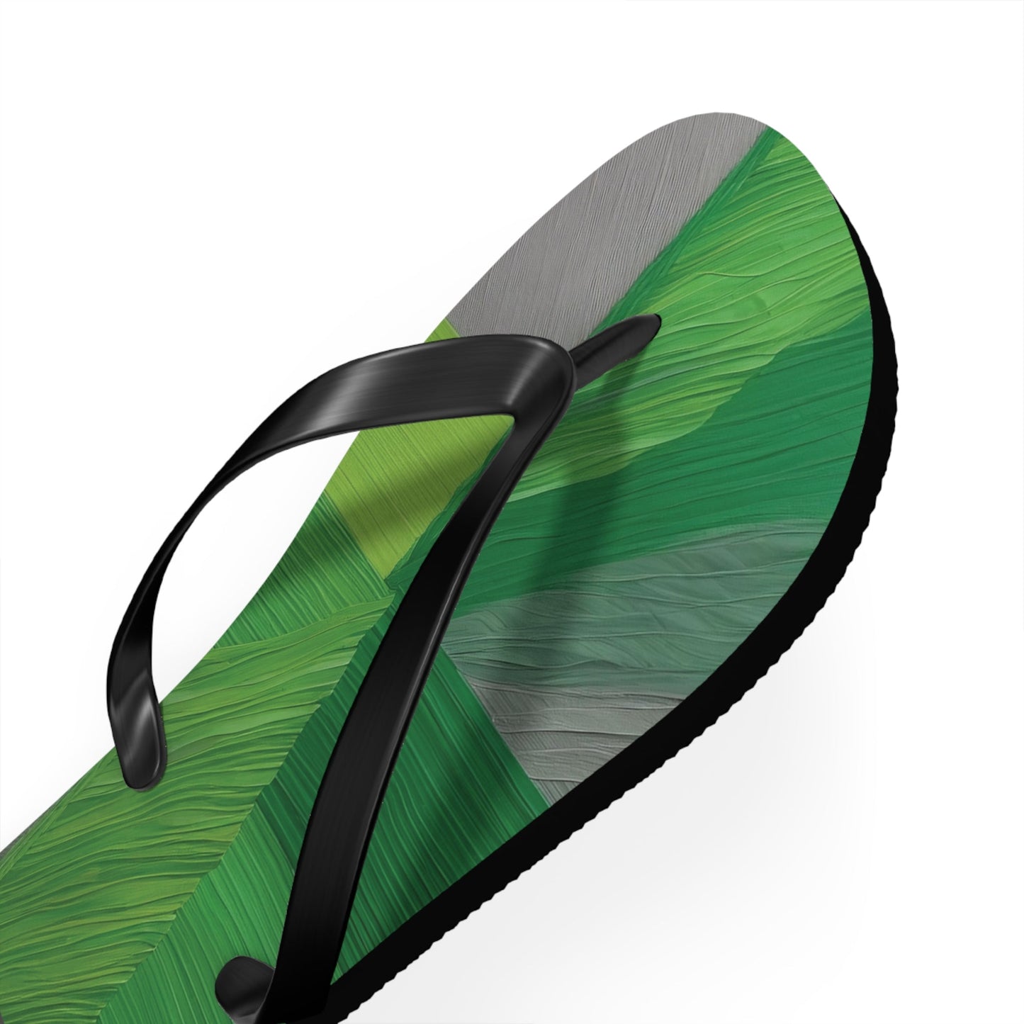 Tropical Green Brushstroke Flip Flops — Palm Leaf Beach Sandals Printify bakabo.club