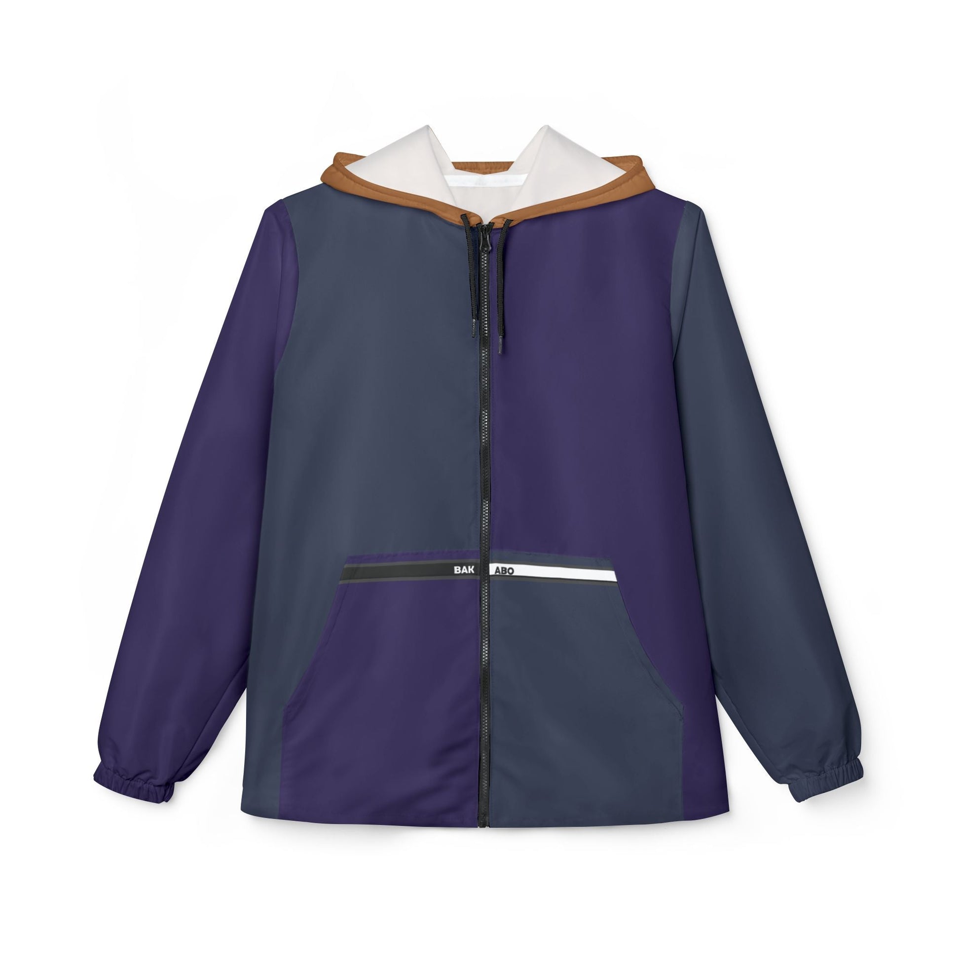Colorblock Hooded Windbreaker Jacket – Navy, Purple & Brown AOP Printify bakabo.club
