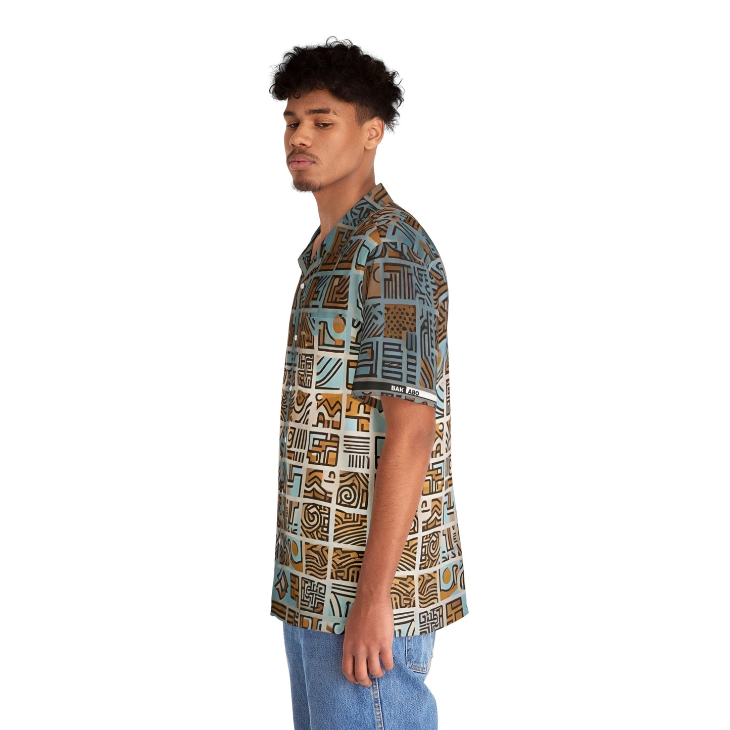 Men's Geometric Hawaiian Shirt - Island Tribal Pattern Printify bakabo.club