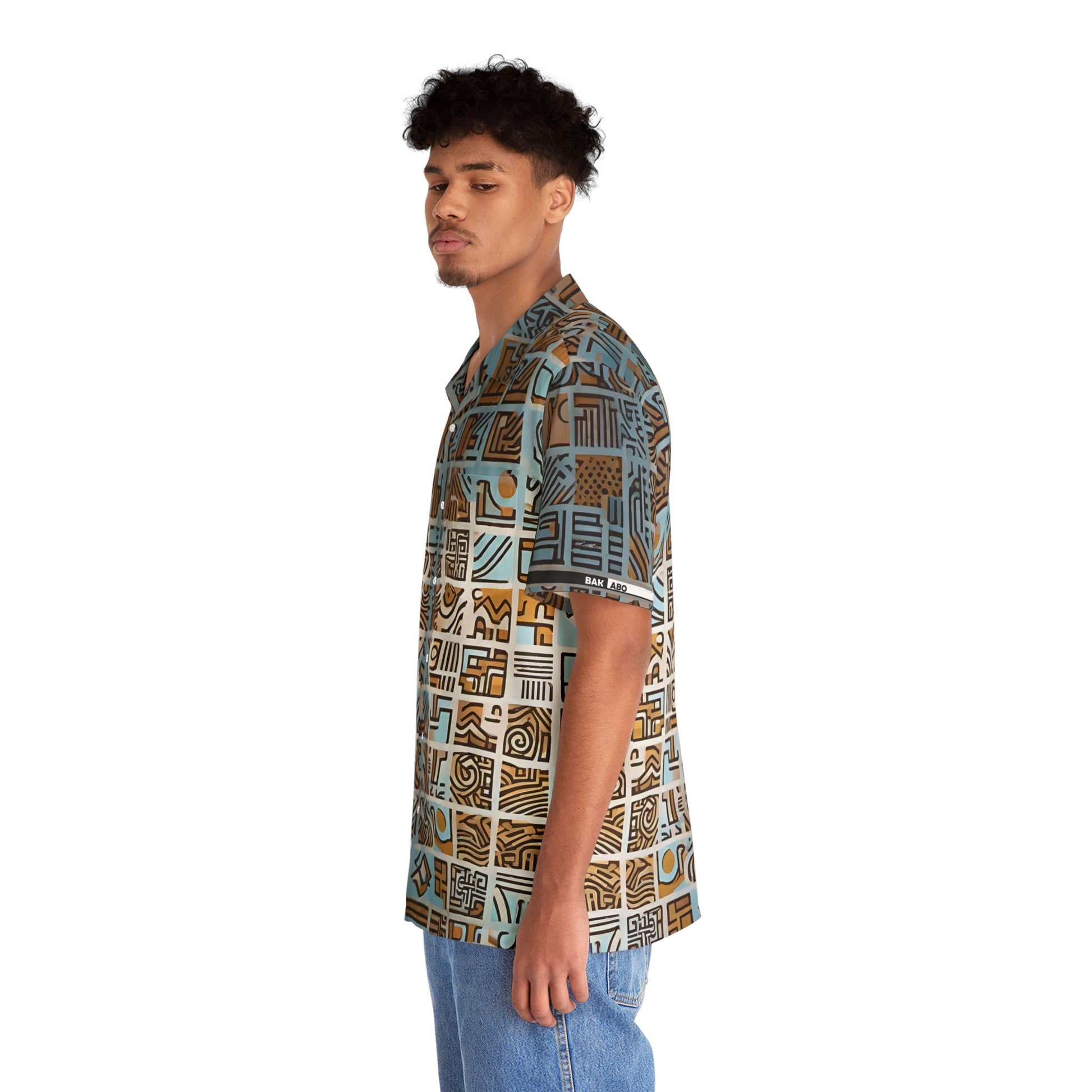 Men's Geometric Hawaiian Shirt - Island Tribal Pattern Printify bakabo.club