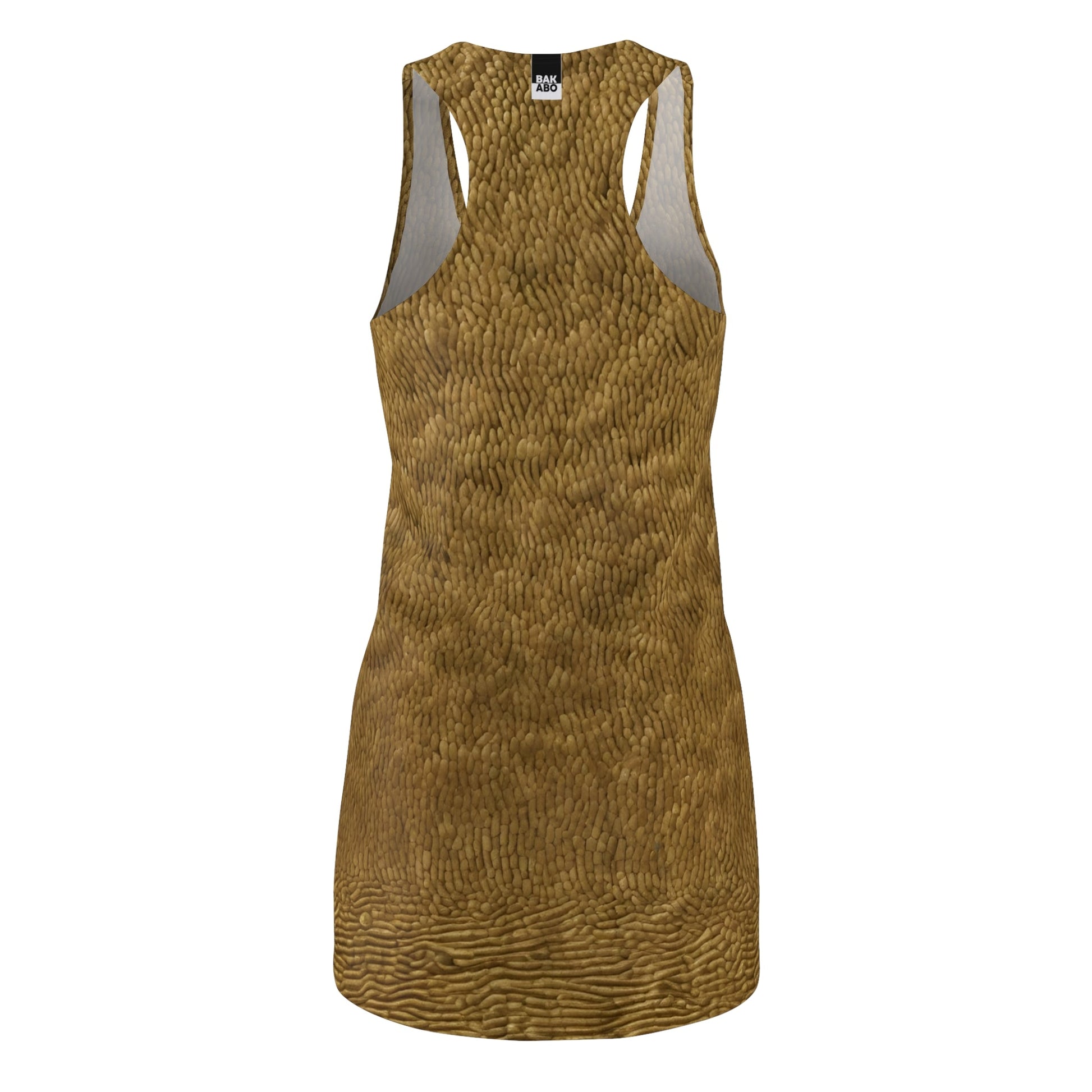 Golden Fur Texture Racerback Dress — Animal Print Summer Dress Printify bakabo.club