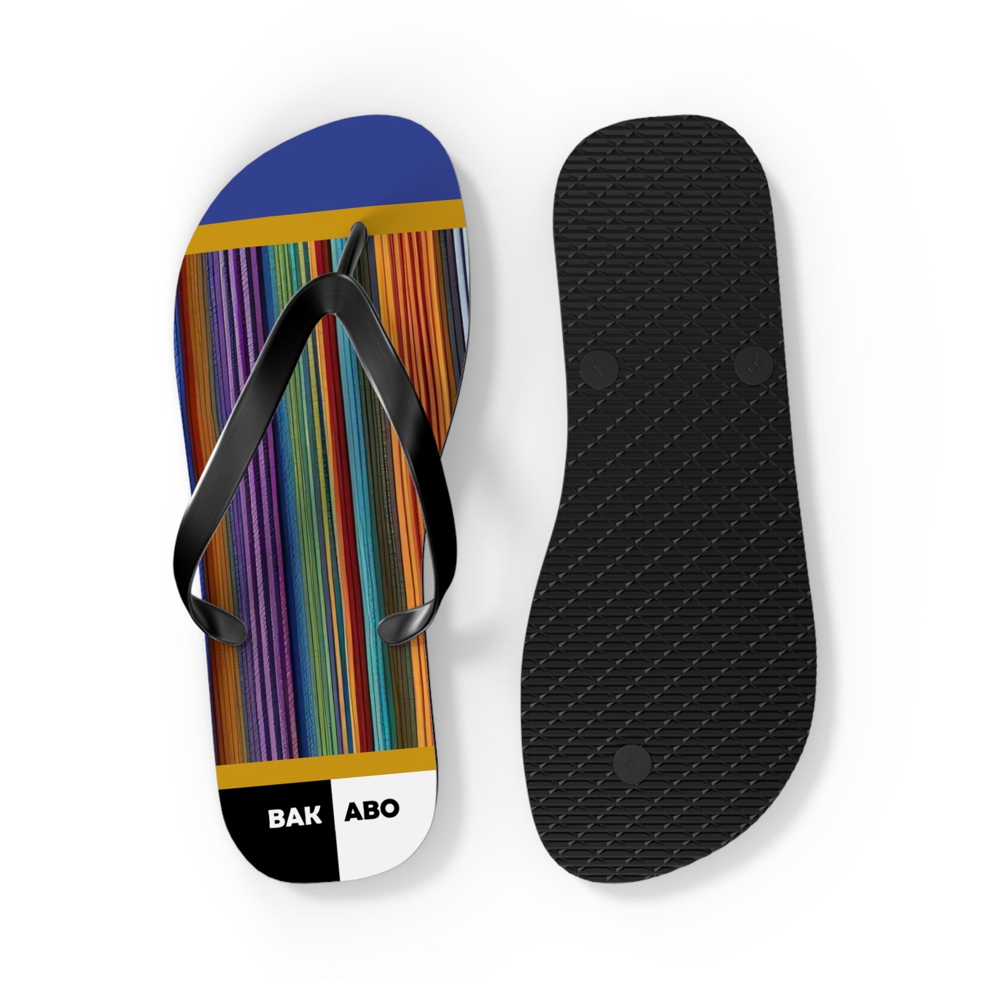 Colorful Striped Flip Flops – Vibrant Summer Beach Sandals (BAK ABO Accent) Printify bakabo.club