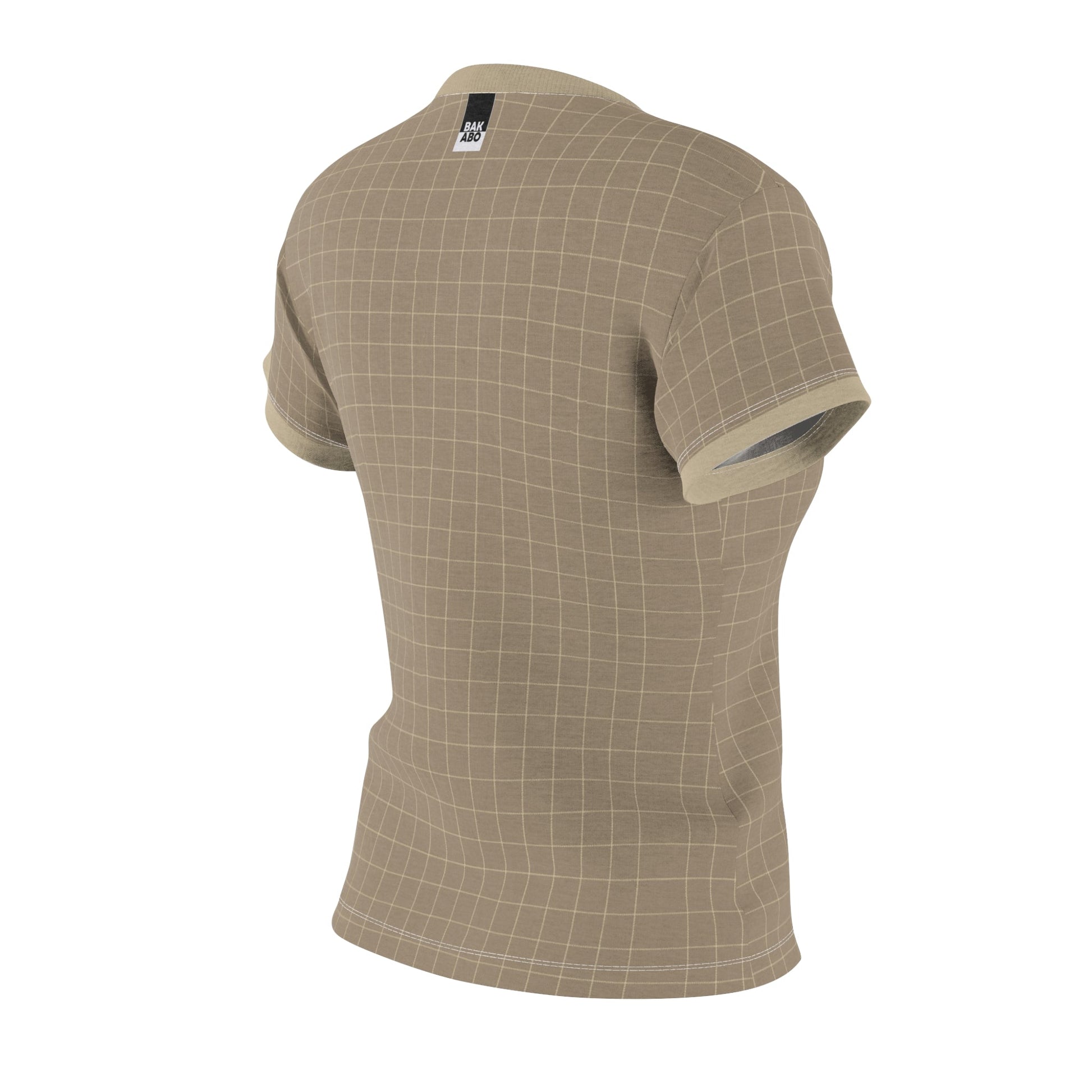 Beige Grid Women's Tee — 'BKS' Minimal Graphic Cut & Sew T‑Shirt Printify bakabo.club