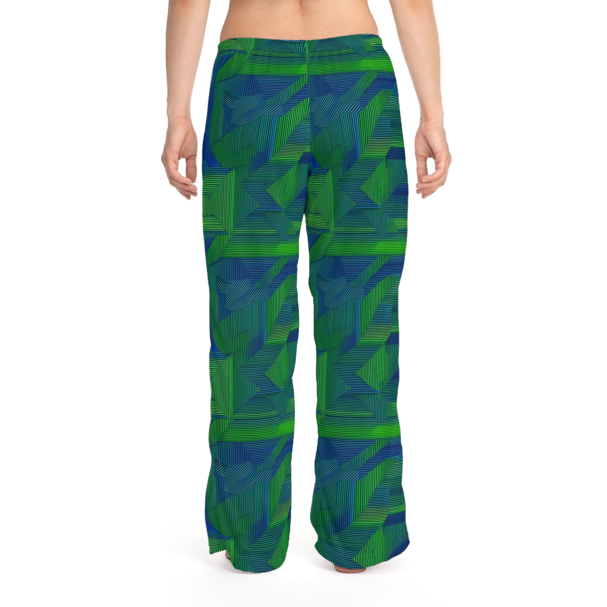 Green Geometric Women's Pajama Pants — Cozy Abstract Print Lounge Pants Printify bakabo.club
