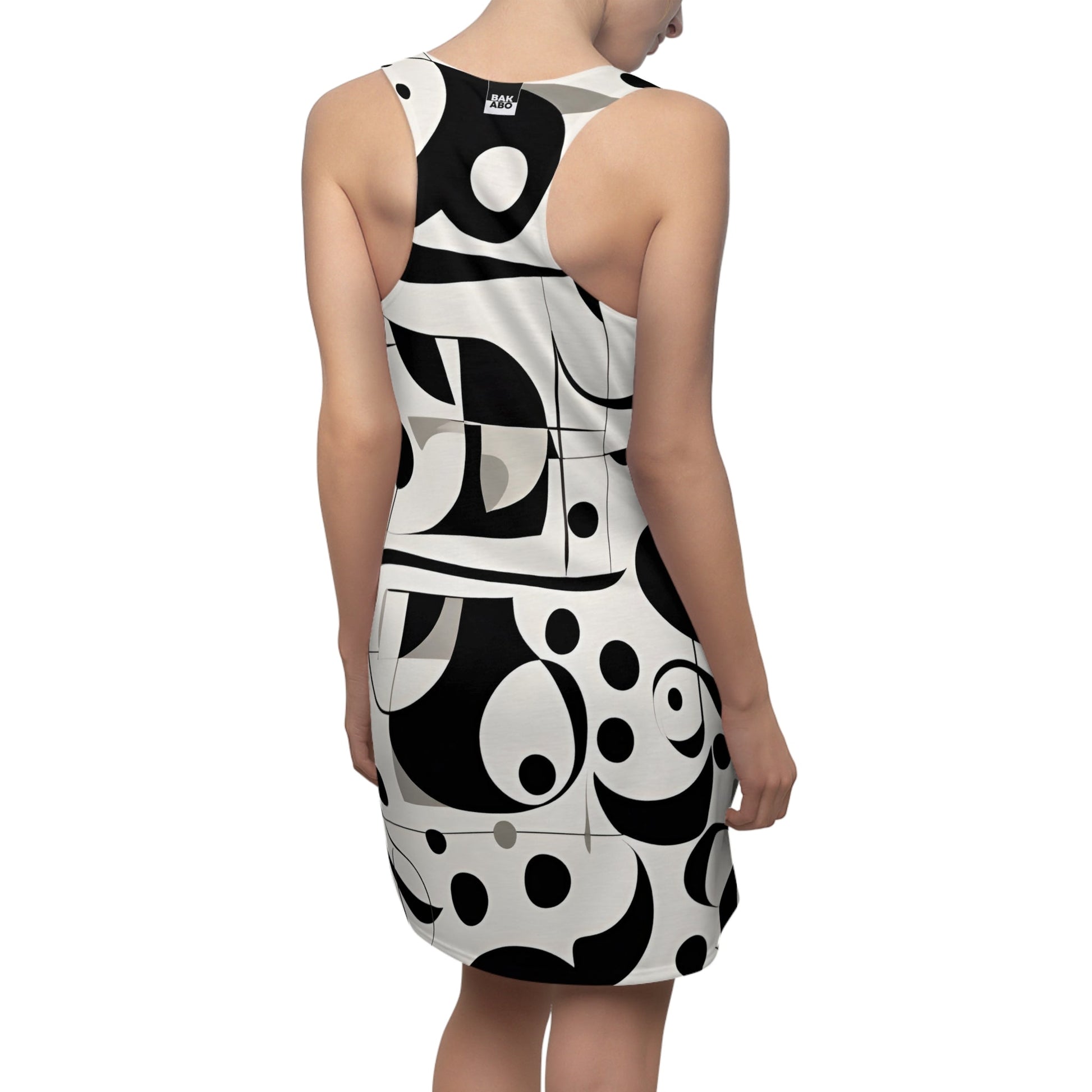 Abstract Black & White Racerback Dress — Modern Geometric AOP Printify bakabo.club