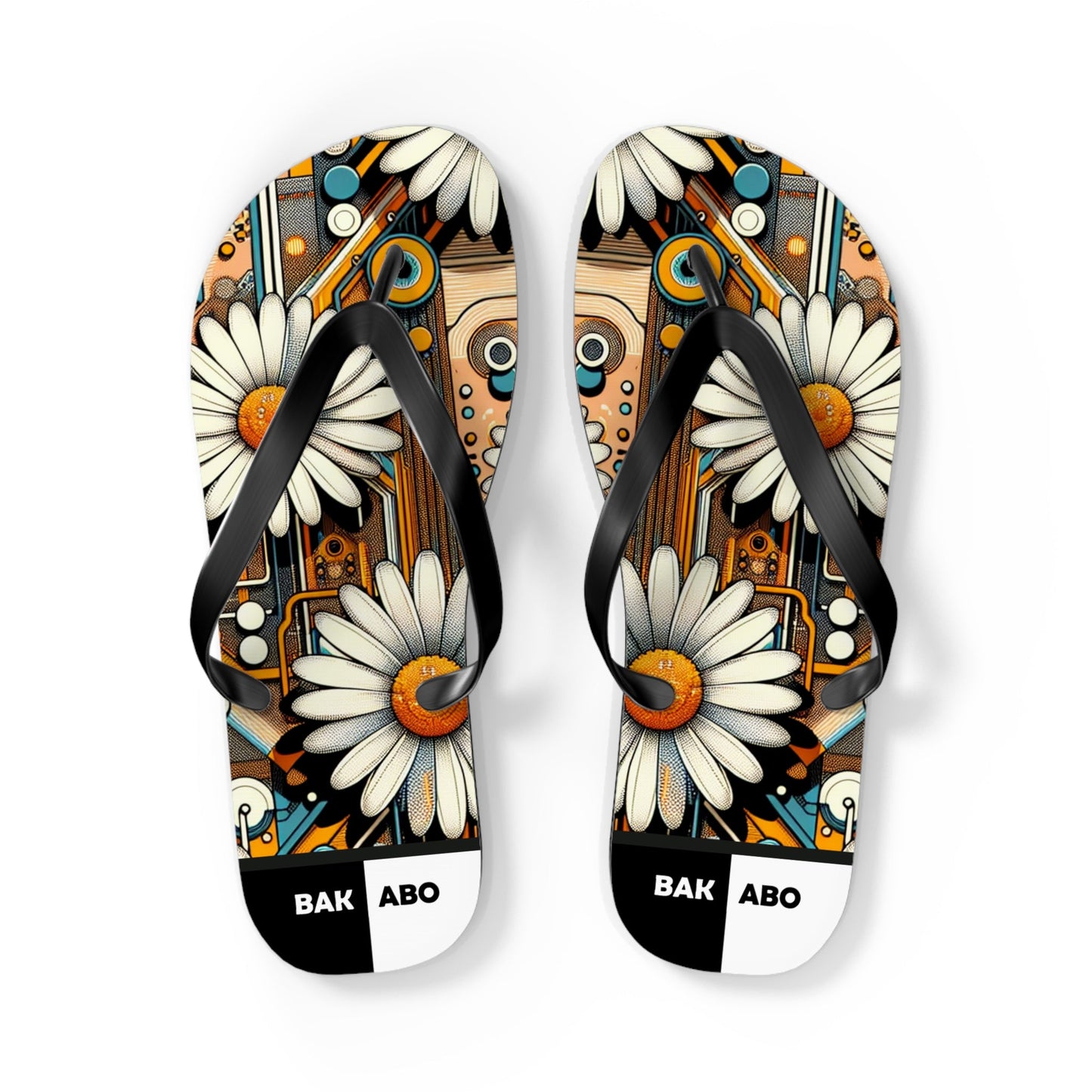 Daisy Retro Flip Flops — Boho Floral Beach Sandals Printify bakabo.club