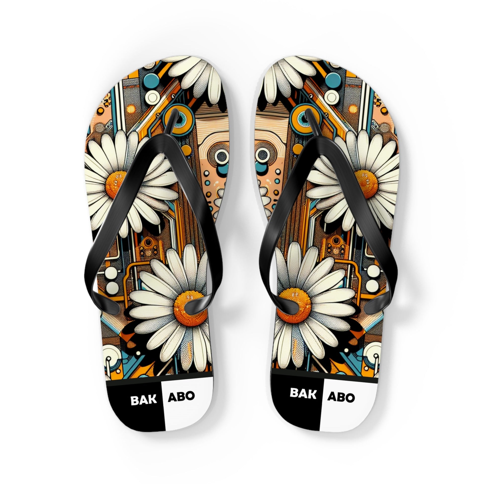 Daisy Retro Flip Flops — Boho Floral Beach Sandals Printify bakabo.club