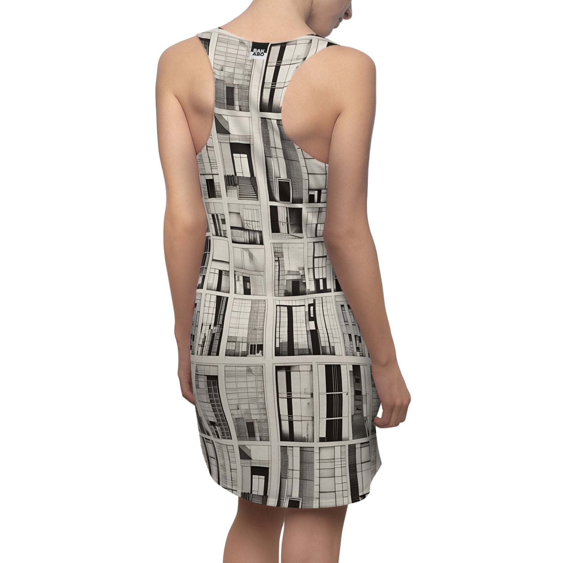 Architectural Grid Racerback Dress – Monochrome Window Pattern Printify bakabo.club