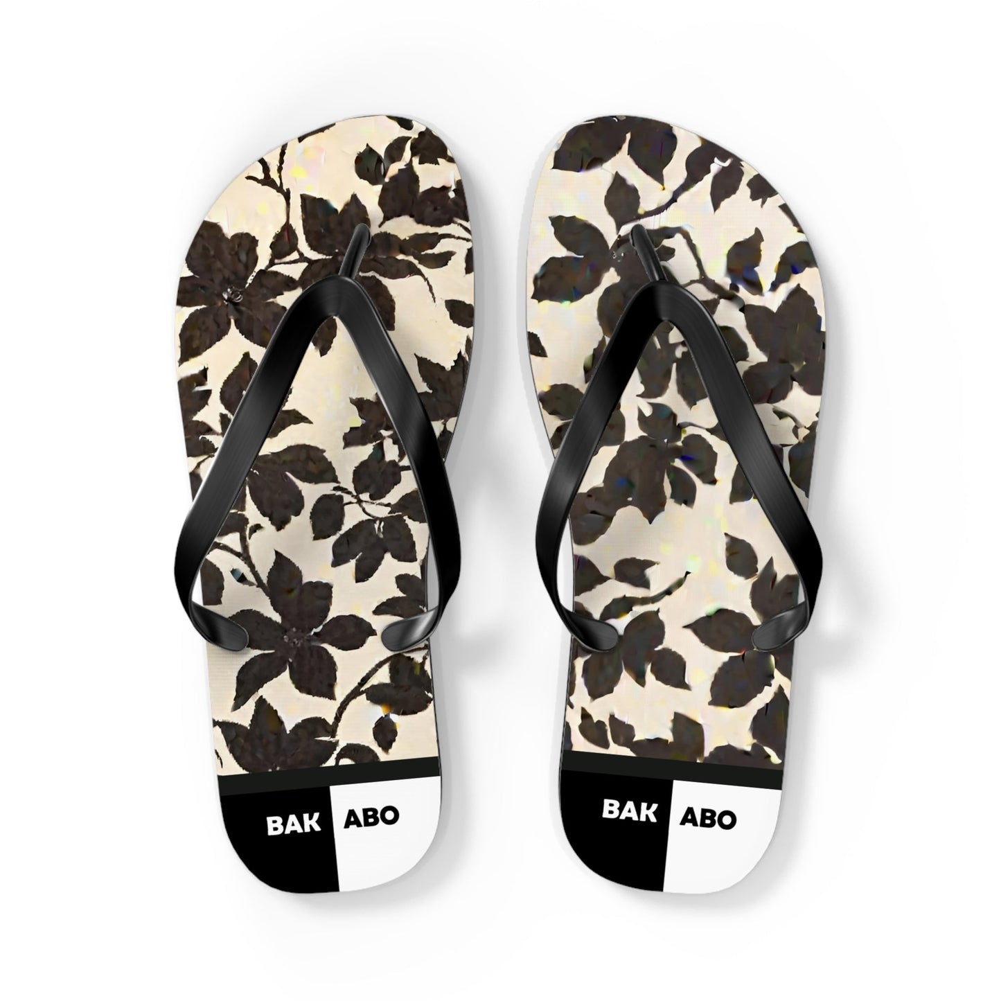 Monochrome Foliage (BKS)🖤Flip Flops Printify bakabo.club
