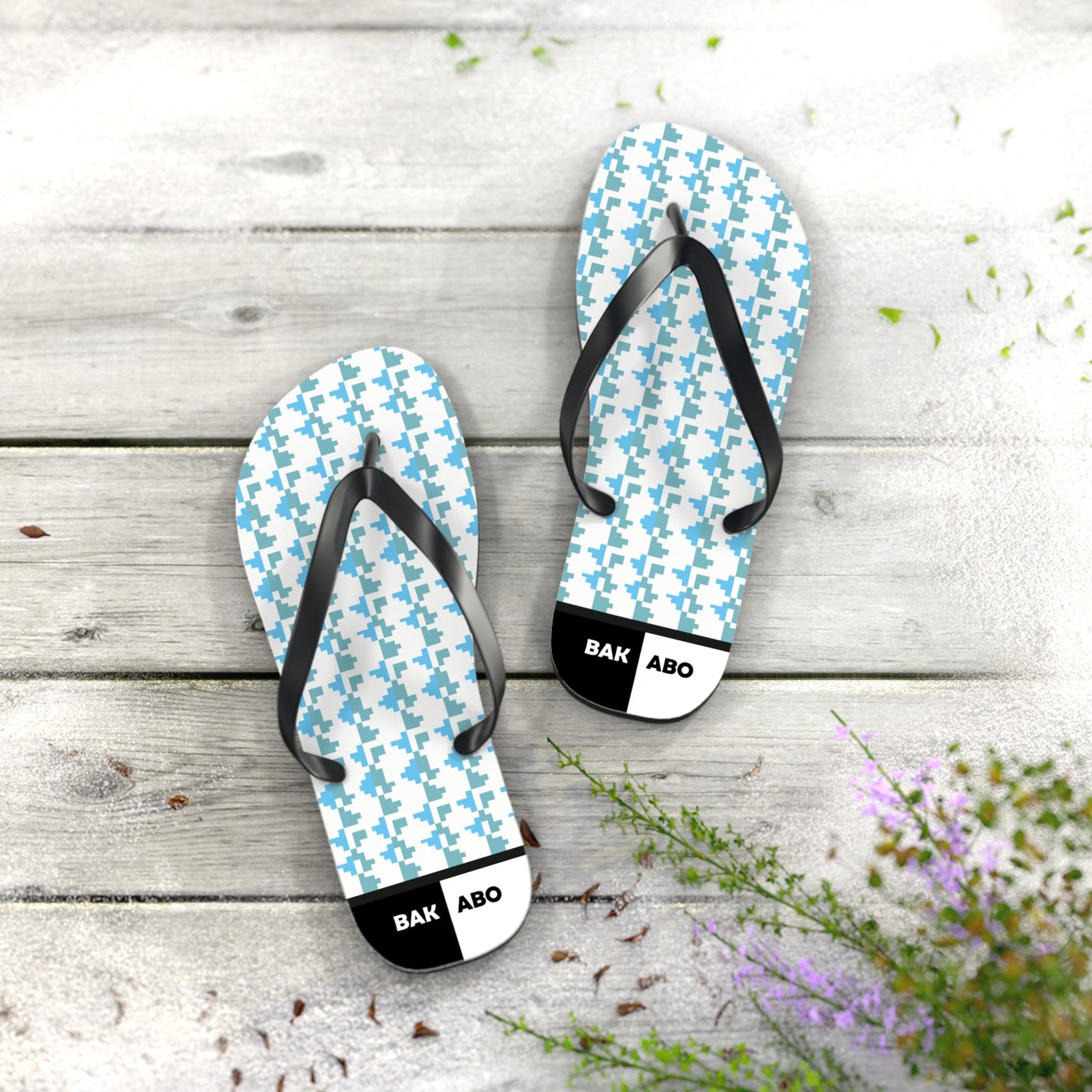 Blue Houndstooth Flip Flops – Lightweight Summer Beach Sandals Printify bakabo.club