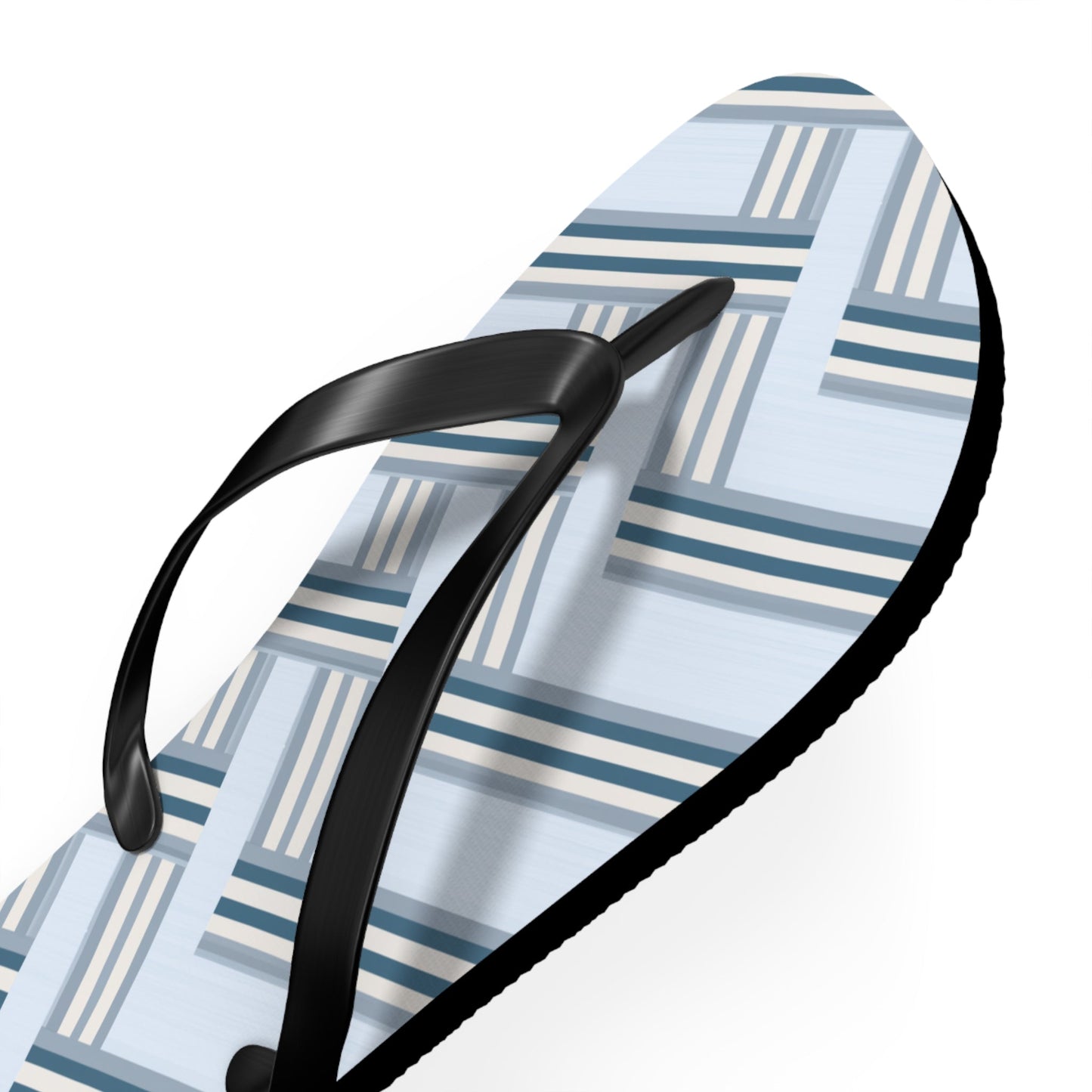 Blue Geometric Flip Flops — Light Plaid Summer Sandals Printify bakabo.club