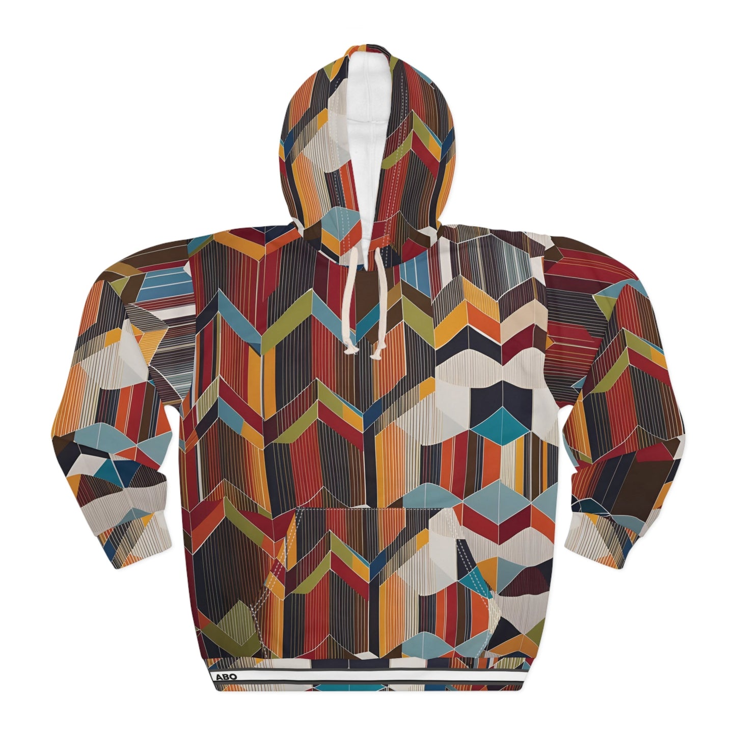 Geometric Chevron All-Over Print Hoodie — Retro Fall Colors Printify bakabo.club
