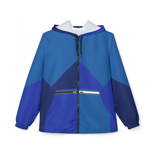 Blue Chevron Windbreaker Jacket – Lightweight Waterproof Hooded Jacket Printify bakabo.club