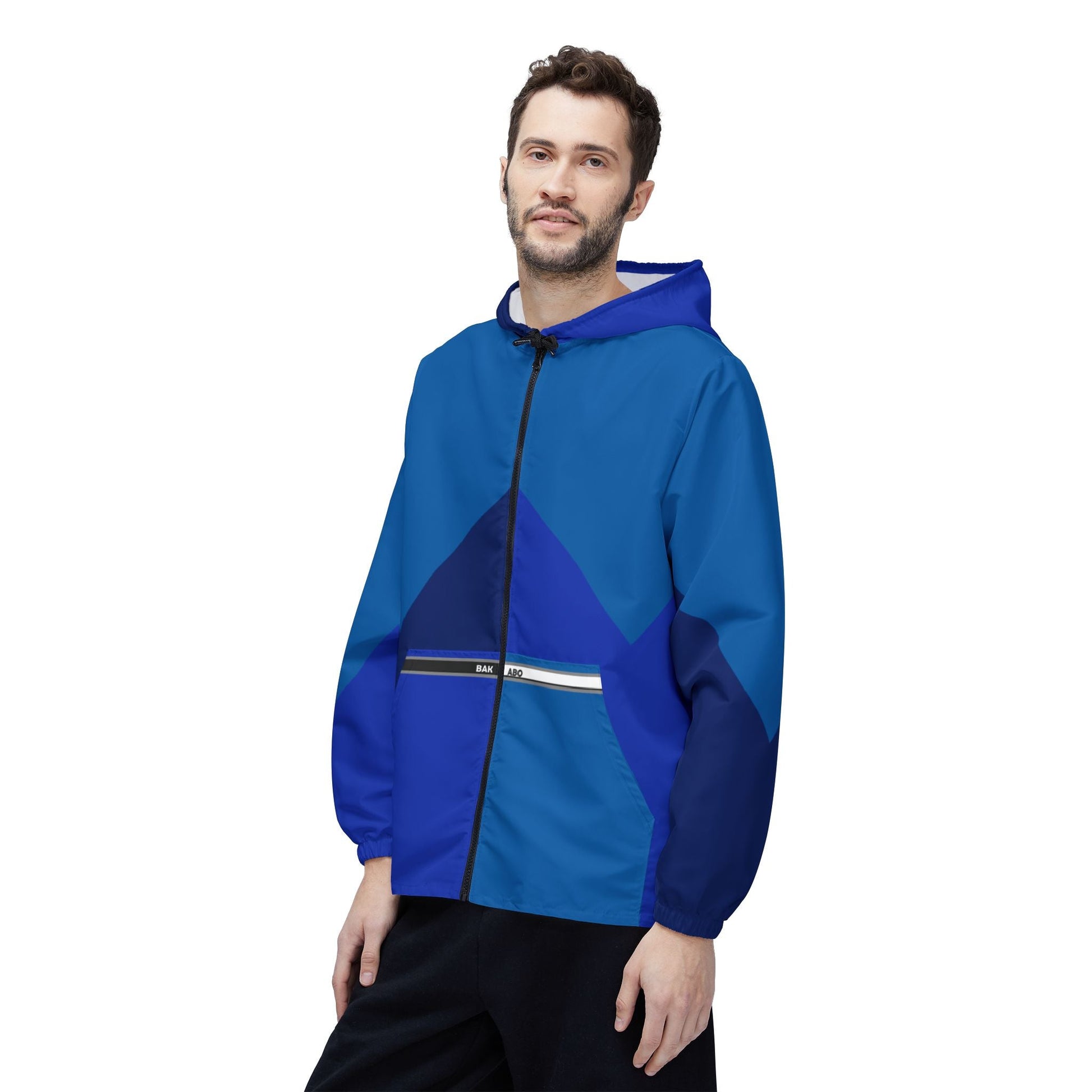 Blue Chevron Windbreaker Jacket – Lightweight Waterproof Hooded Jacket Printify bakabo.club