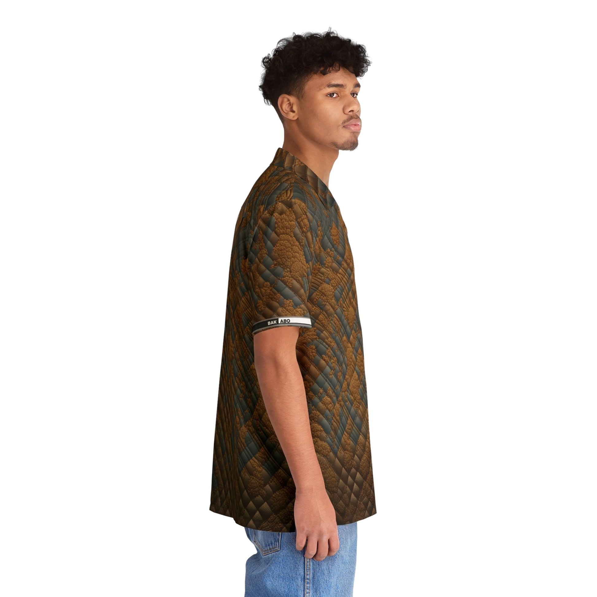 Men's Tropical Brown Quilted Pattern Hawaiian Shirt Printify bakabo.club