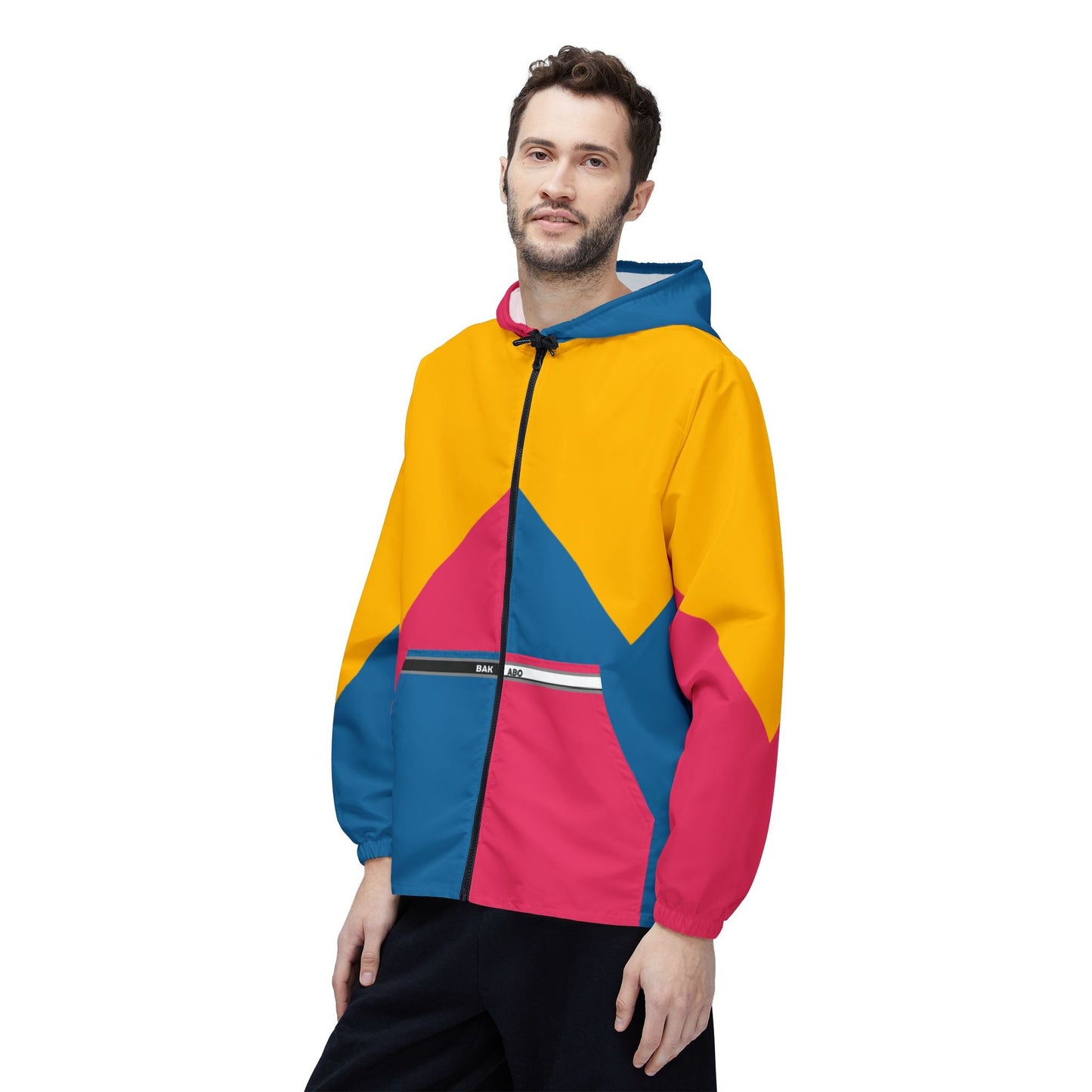 Colorblock Windbreaker Jacket — Bright Yellow, Pink & Blue Hooded Shell Printify bakabo.club