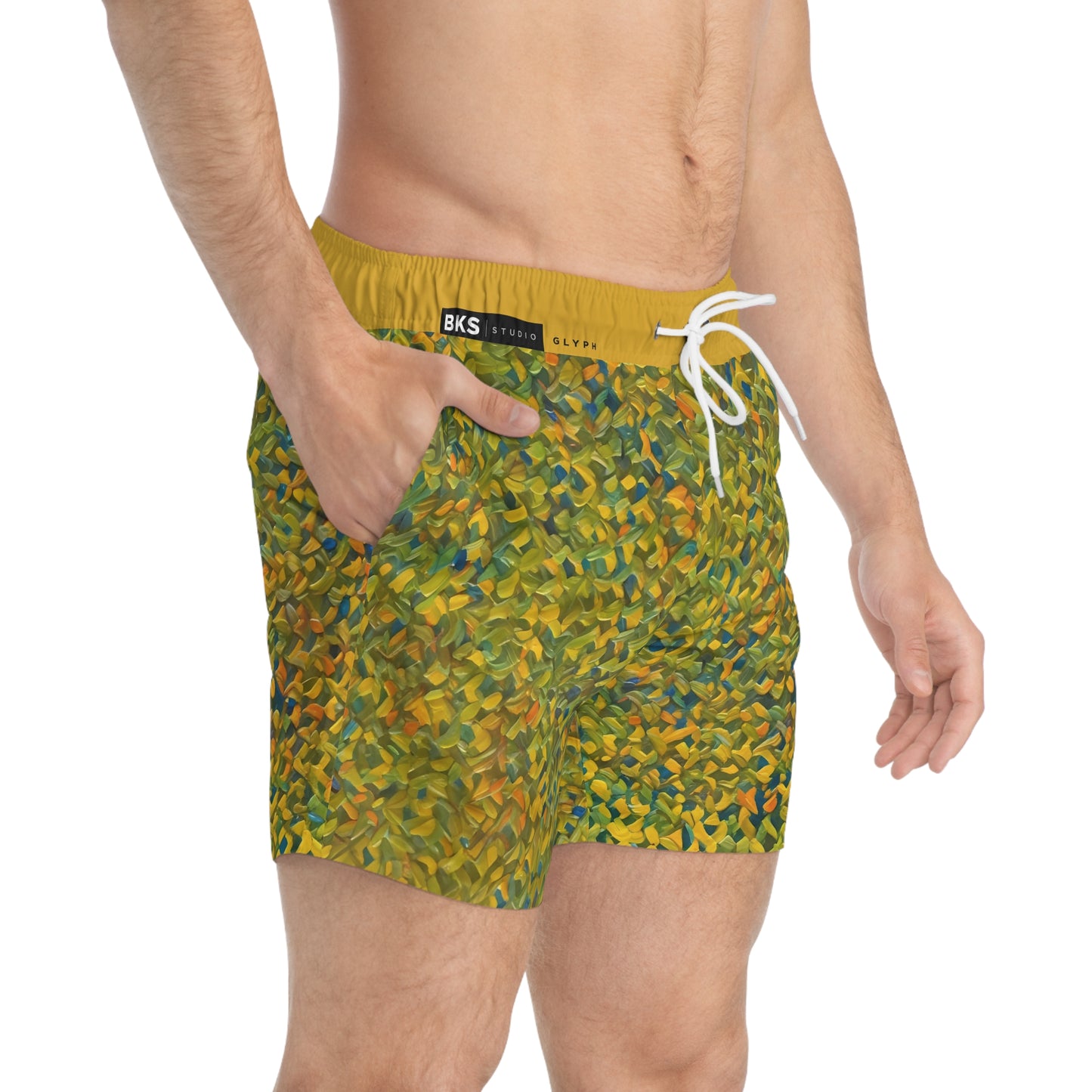 BKS Glyph Yellow Mosaic™ Swim Trunks