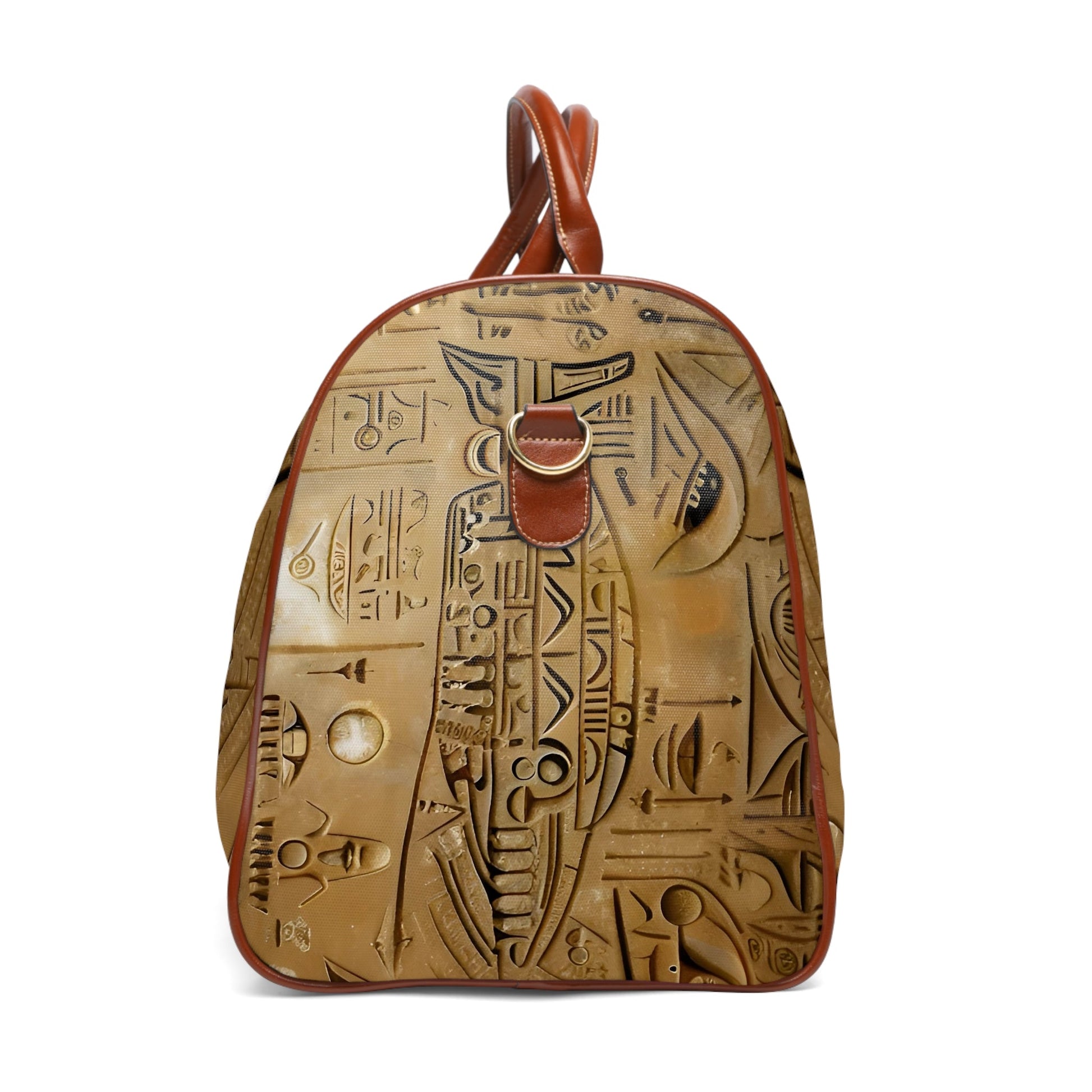 Egyptian Hieroglyph Travel Duffle — Waterproof Weekend Bag with Stick Figure Motif Printify bakabo.club
