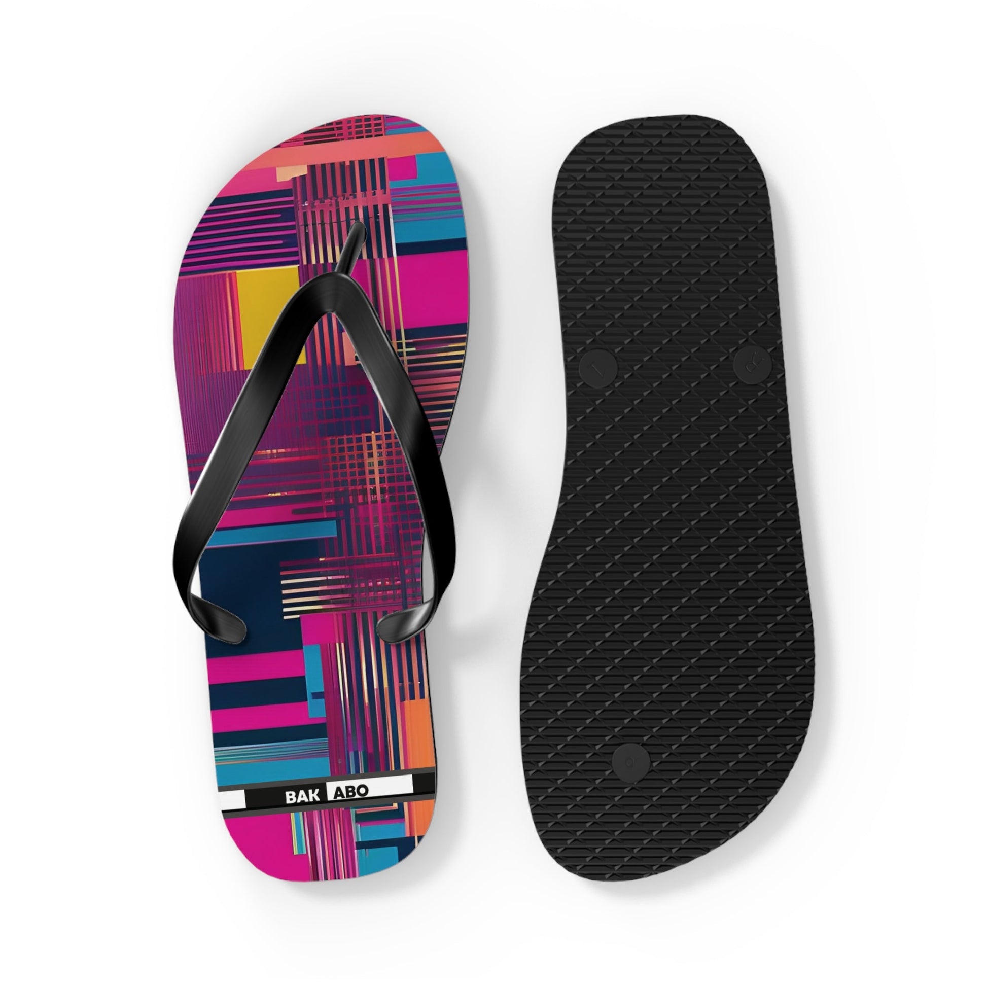 Flip Flops — Vibrant Geometric Pattern Beach Sandals Printify bakabo.club