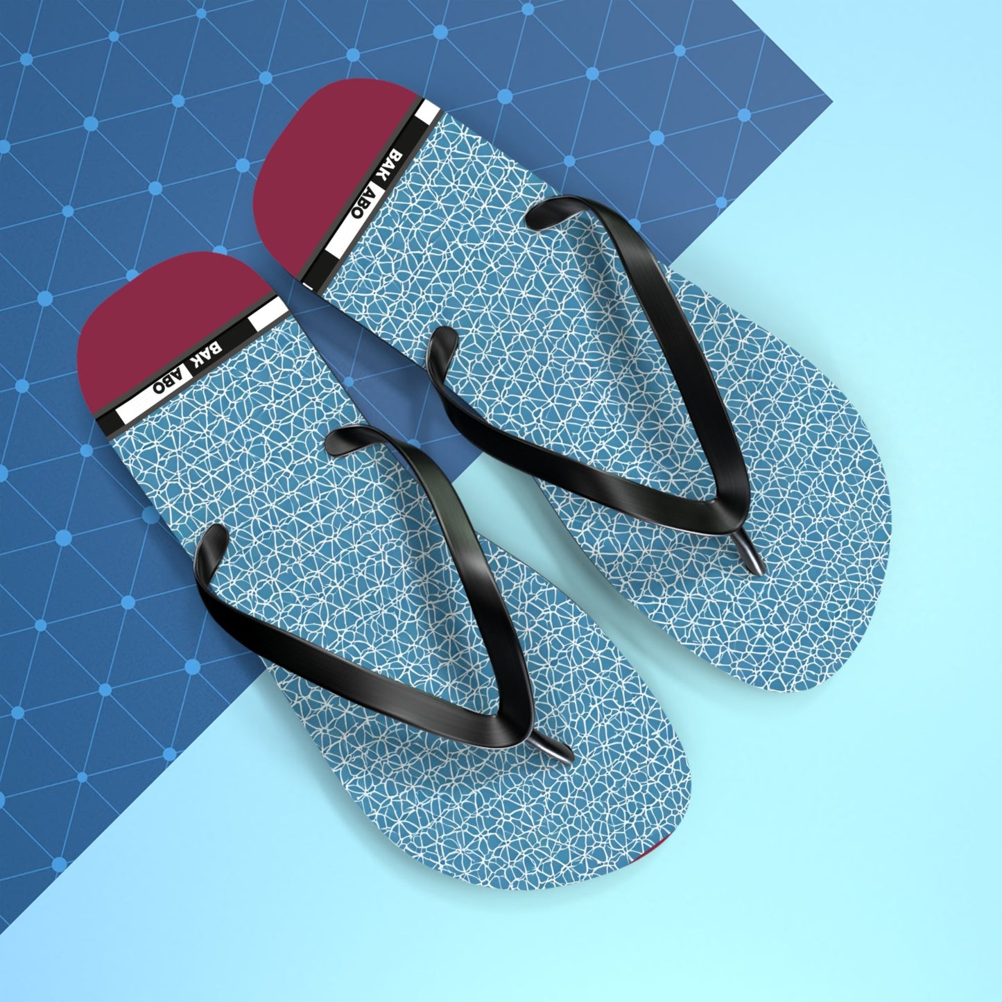 Blue Geometric Flip Flops – Lightweight Summer Beach Sandals Printify bakabo.club