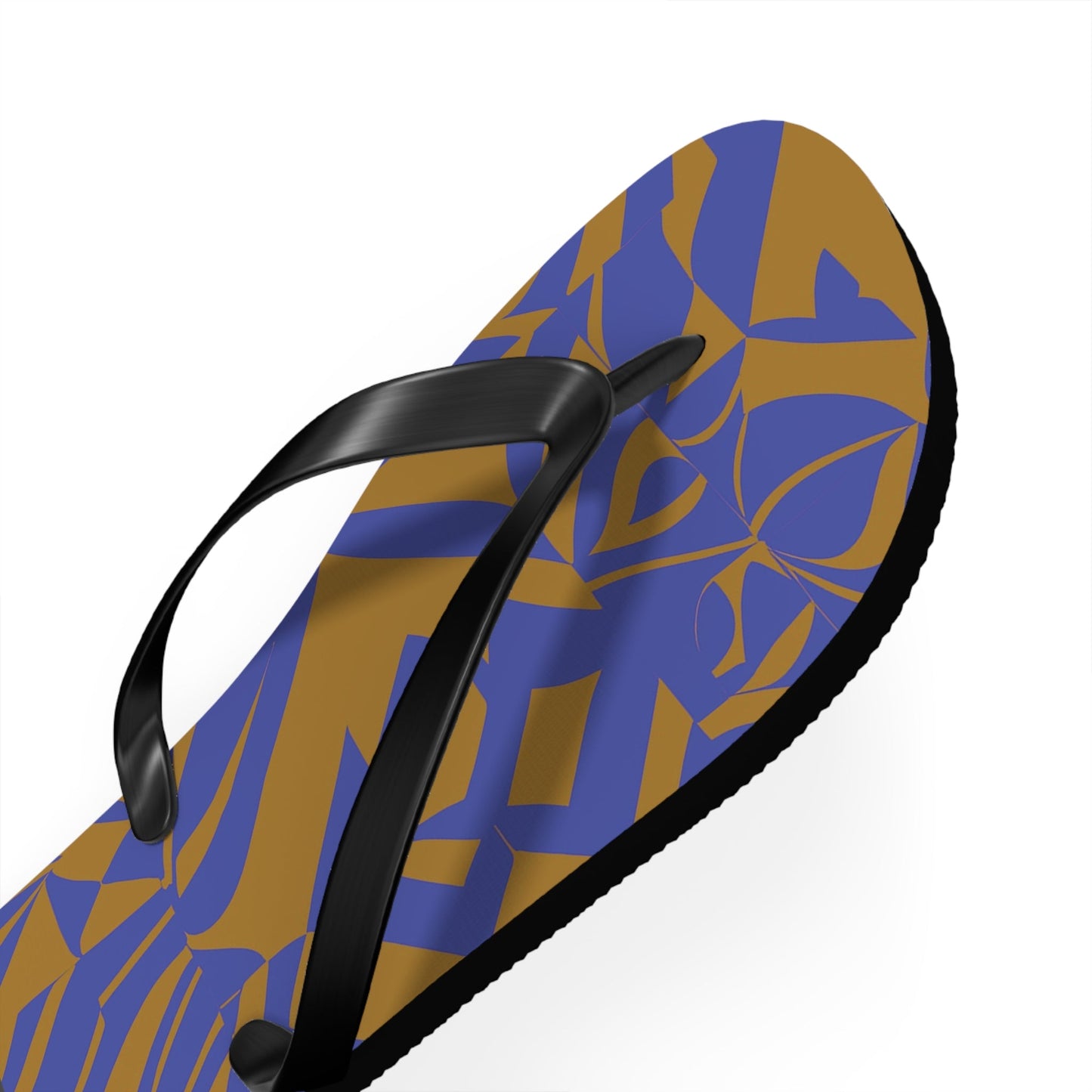 Abstract Blue & Gold Flip Flops — Tropical Geometric Beach Sandals Printify bakabo.club