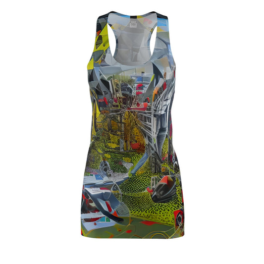 Abstract Urban Collage Racerback Dress — Colorful All-Over Print Printify bakabo.club