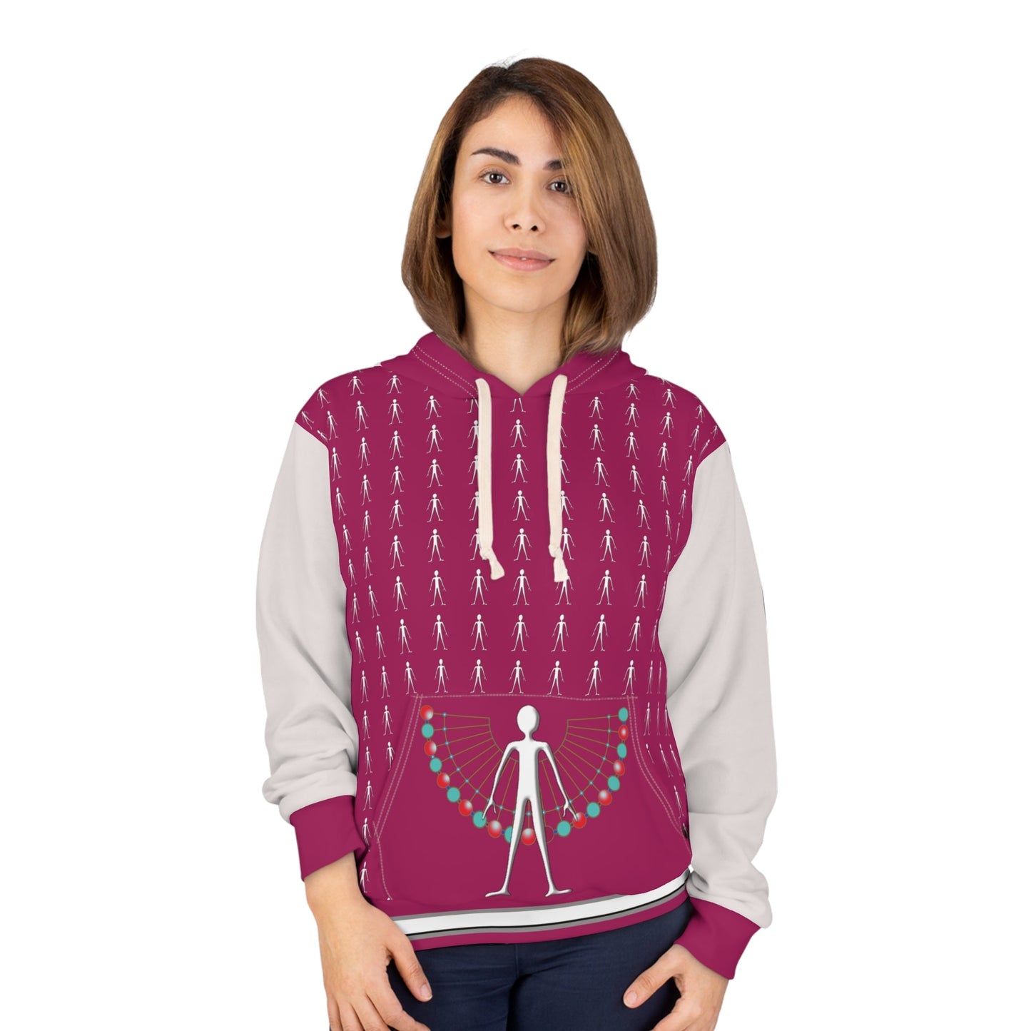 Hoodie - Festive String Lights Stick Figure All-Over Print Pullover Printify bakabo.club