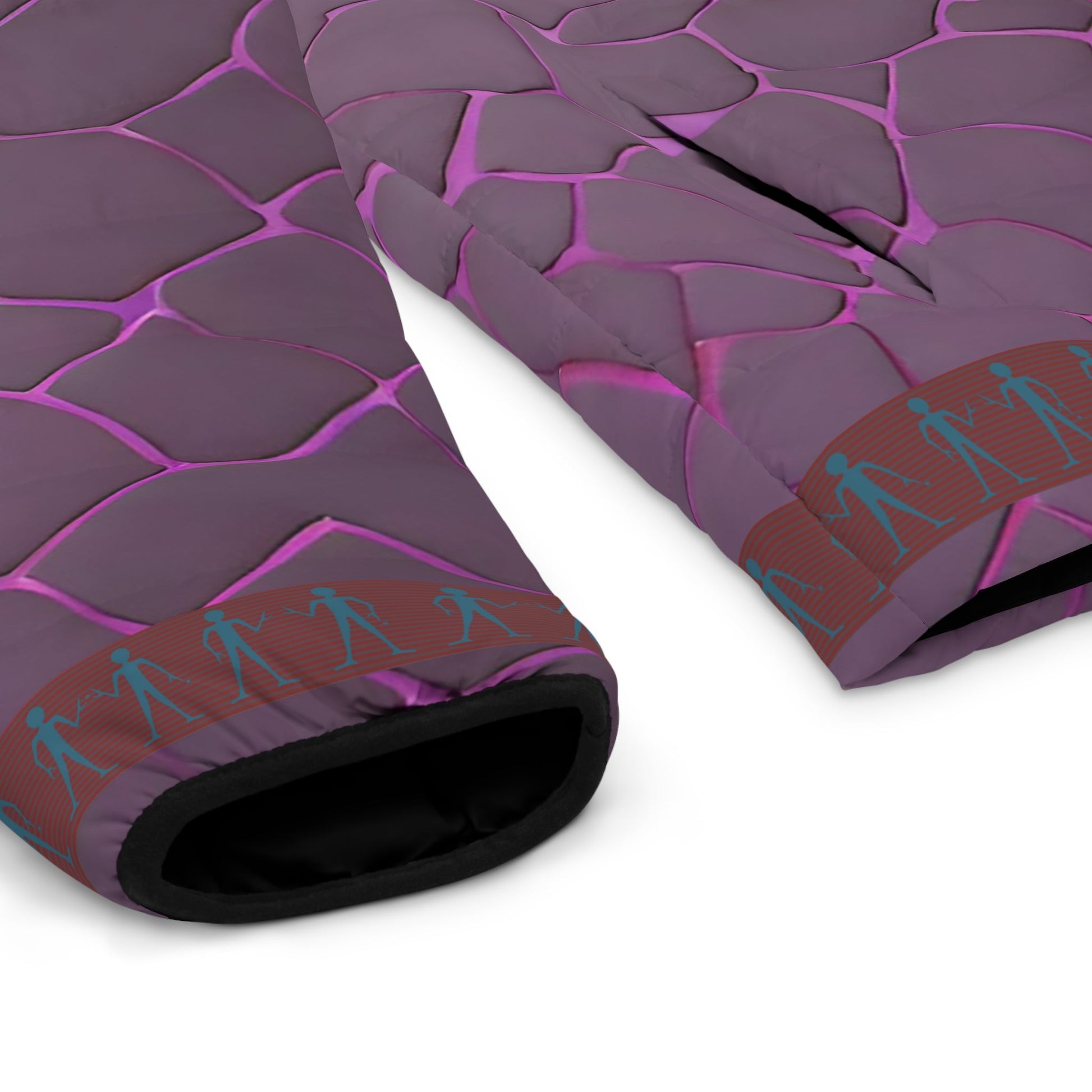 Purple Cracked Stone Puffer Jacket — Textured All-Over Print Men’s Outerwear Printify bakabo.club