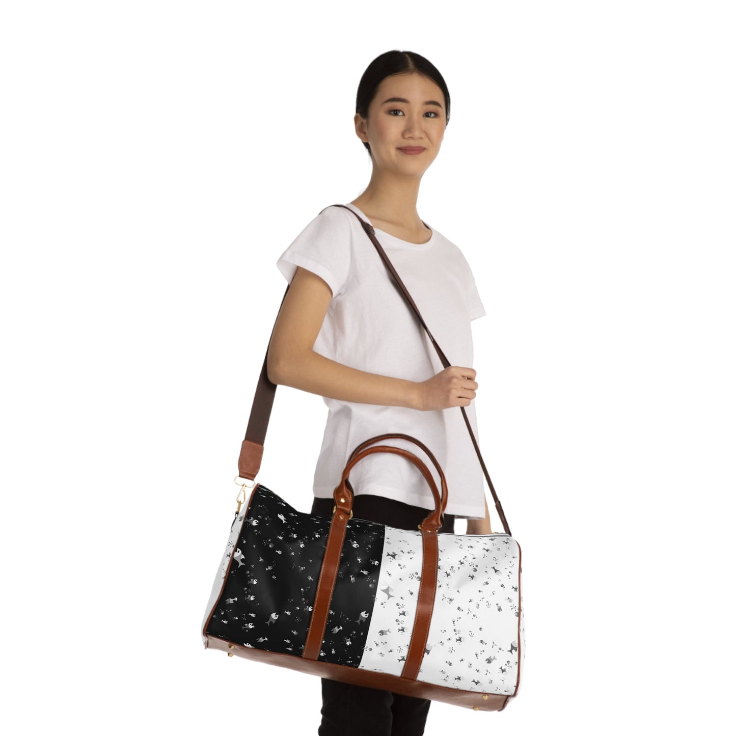 Starry Contrast Waterproof Travel Duffle Bag Printify bakabo.club
