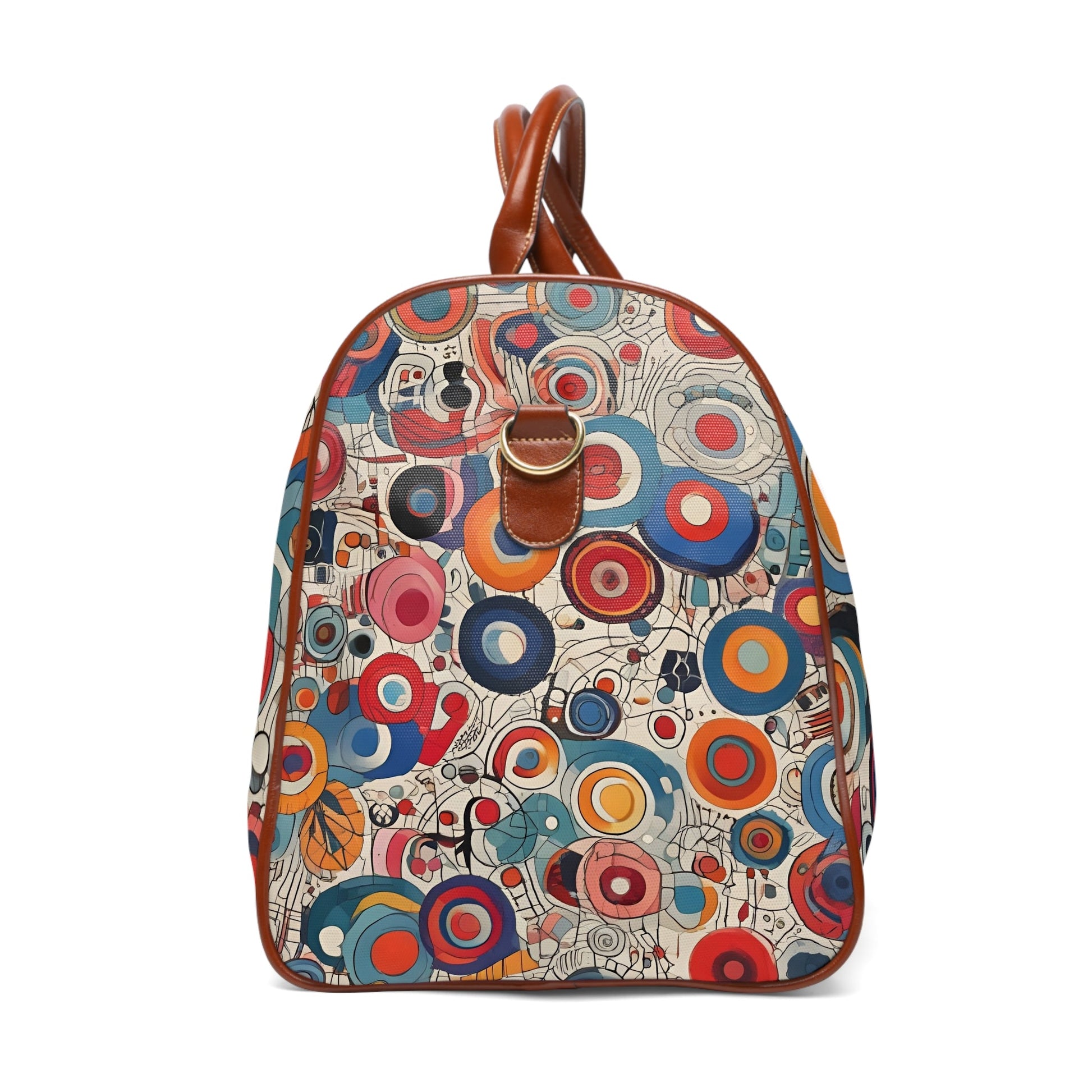 Waterproof Travel Bag — Retro Abstract Circle Pattern Duffle Printify bakabo.club