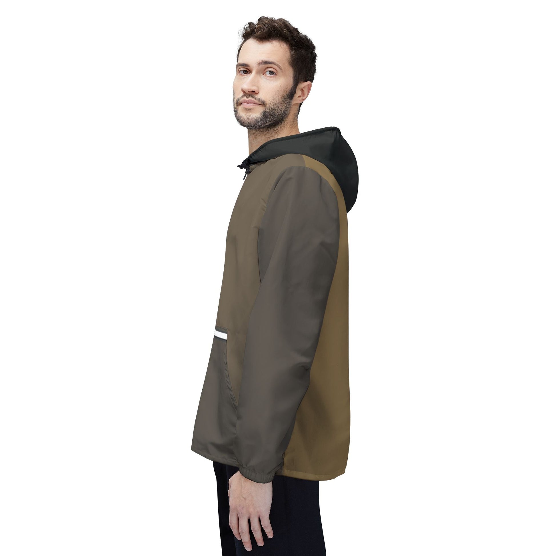 Olive Brown Lightweight Windbreaker Jacket – Packable Hooded Shell Printify bakabo.club