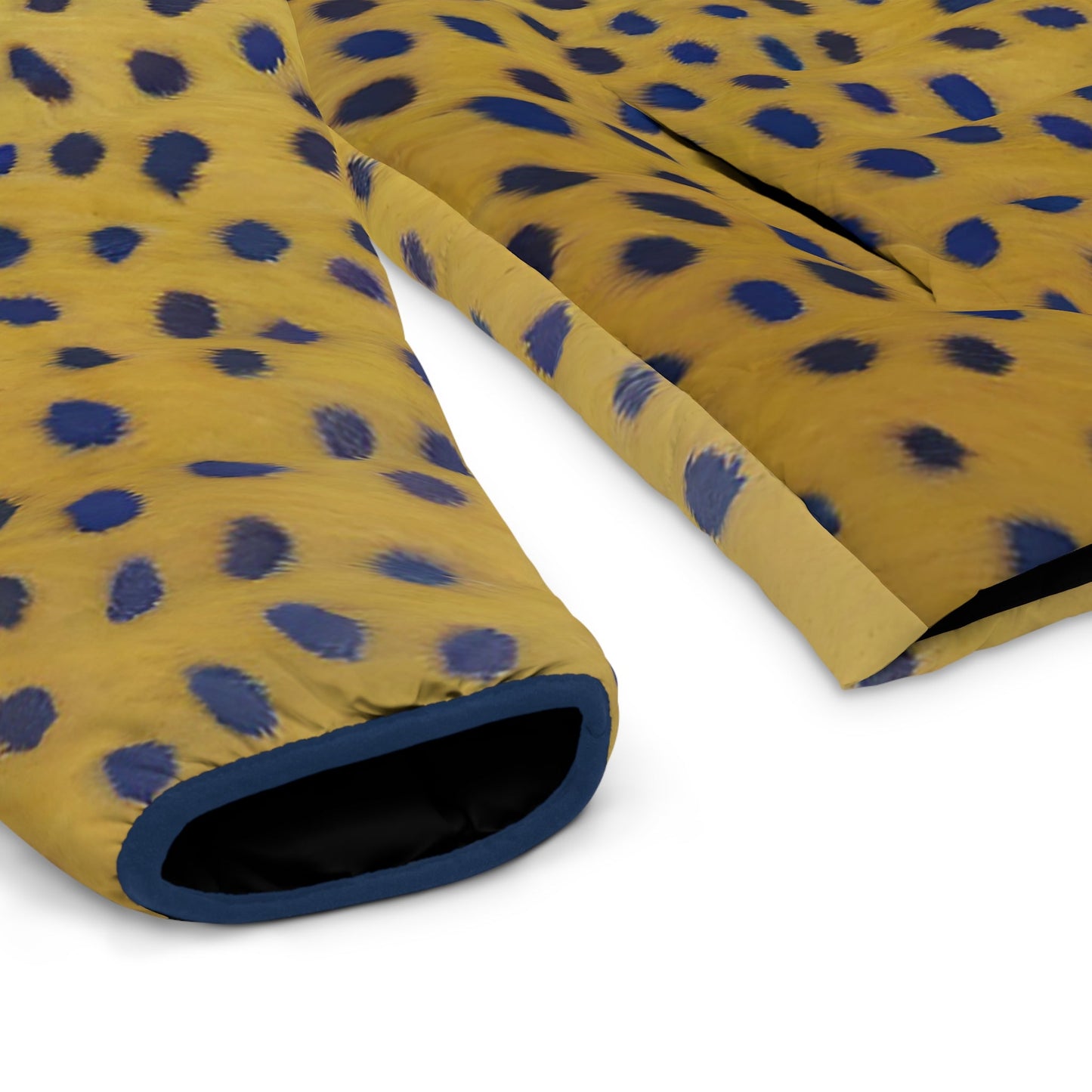 Men's Yellow Leopard Print Puffer Jacket – Bold Blue Spot AOP Outerwear Printify bakabo.club