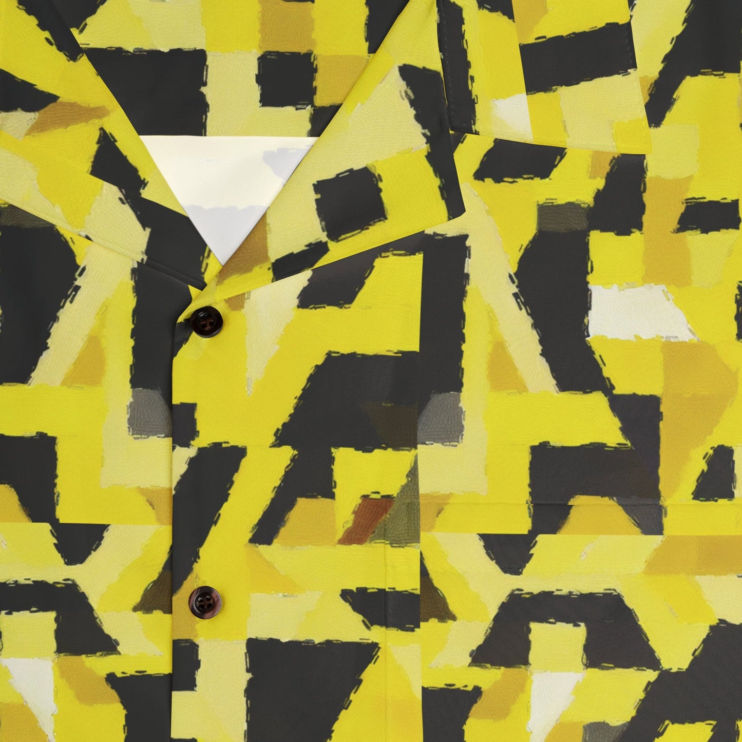 Yellow Geo Camo Hawaiian Shirt — Men's Bold Abstract Aloha Printify bakabo.club