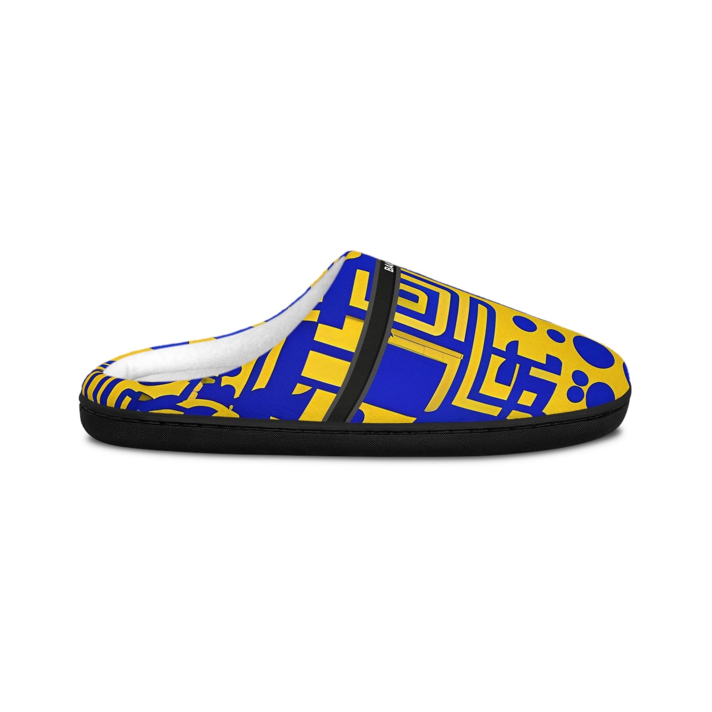 Graphic Pattern Women's Indoor Slippers — Bold Blue & Yellow Geometric Design BakAbo Studio BKS bakabo.club