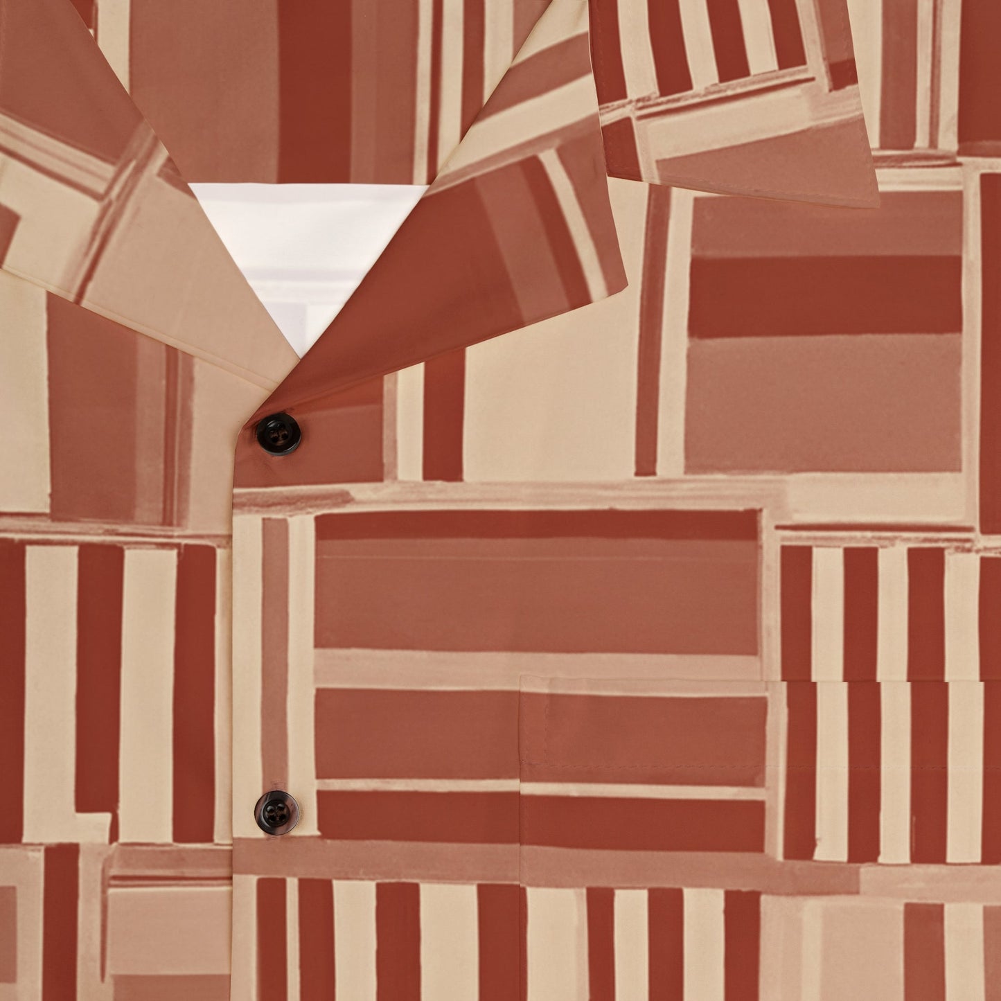 Retro Geometric Hawaiian Shirt — Brown Block Pattern AOP Printify bakabo.club
