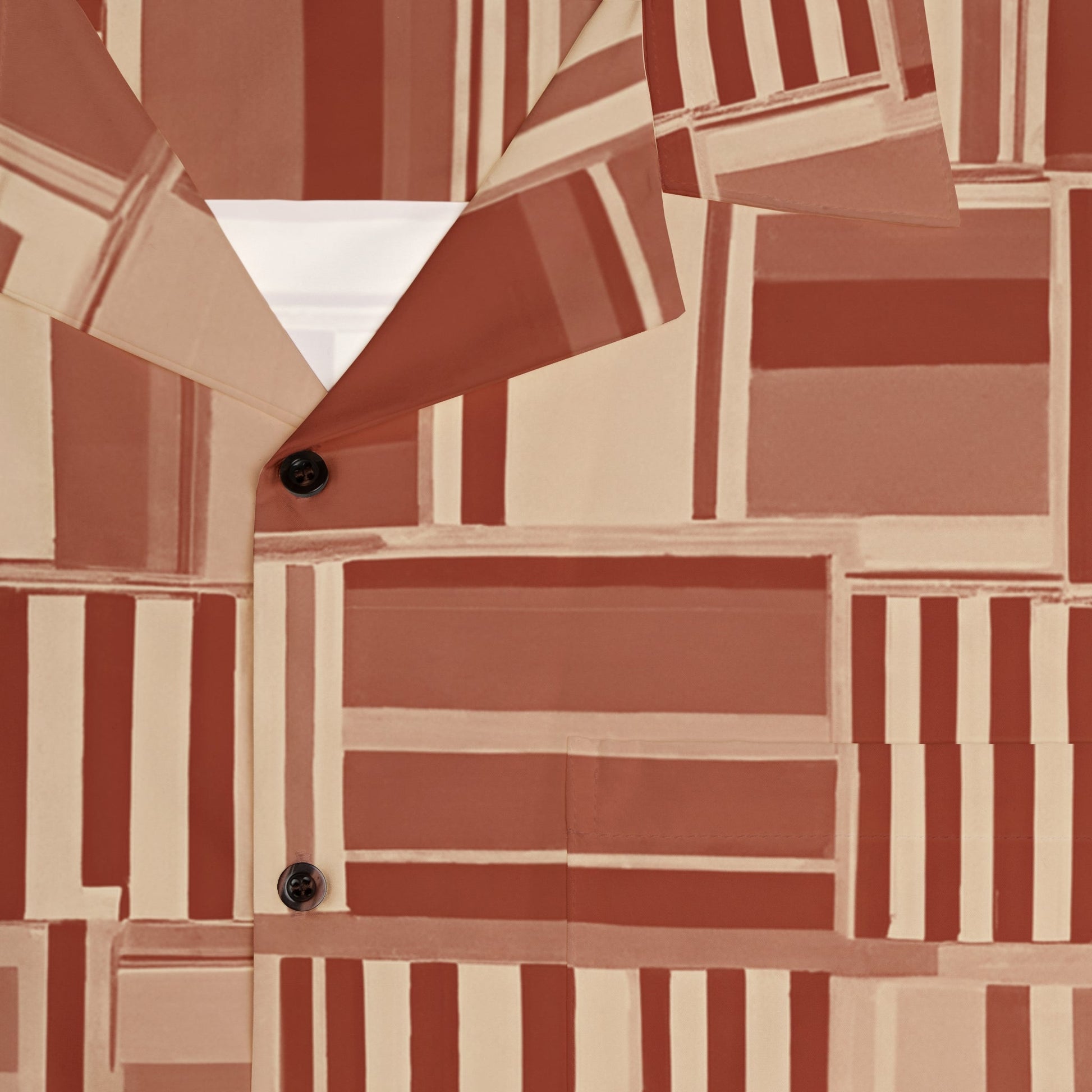 Retro Geometric Hawaiian Shirt — Brown Block Pattern AOP Printify bakabo.club