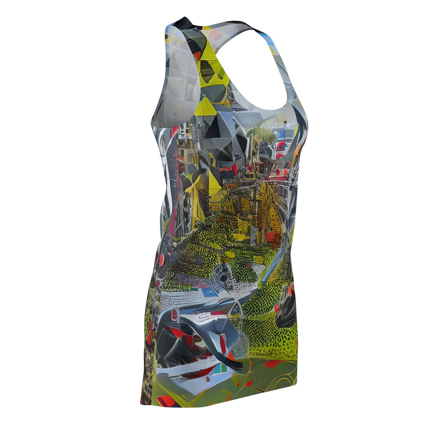 Abstract Urban Collage Racerback Dress — Colorful All-Over Print Printify bakabo.club